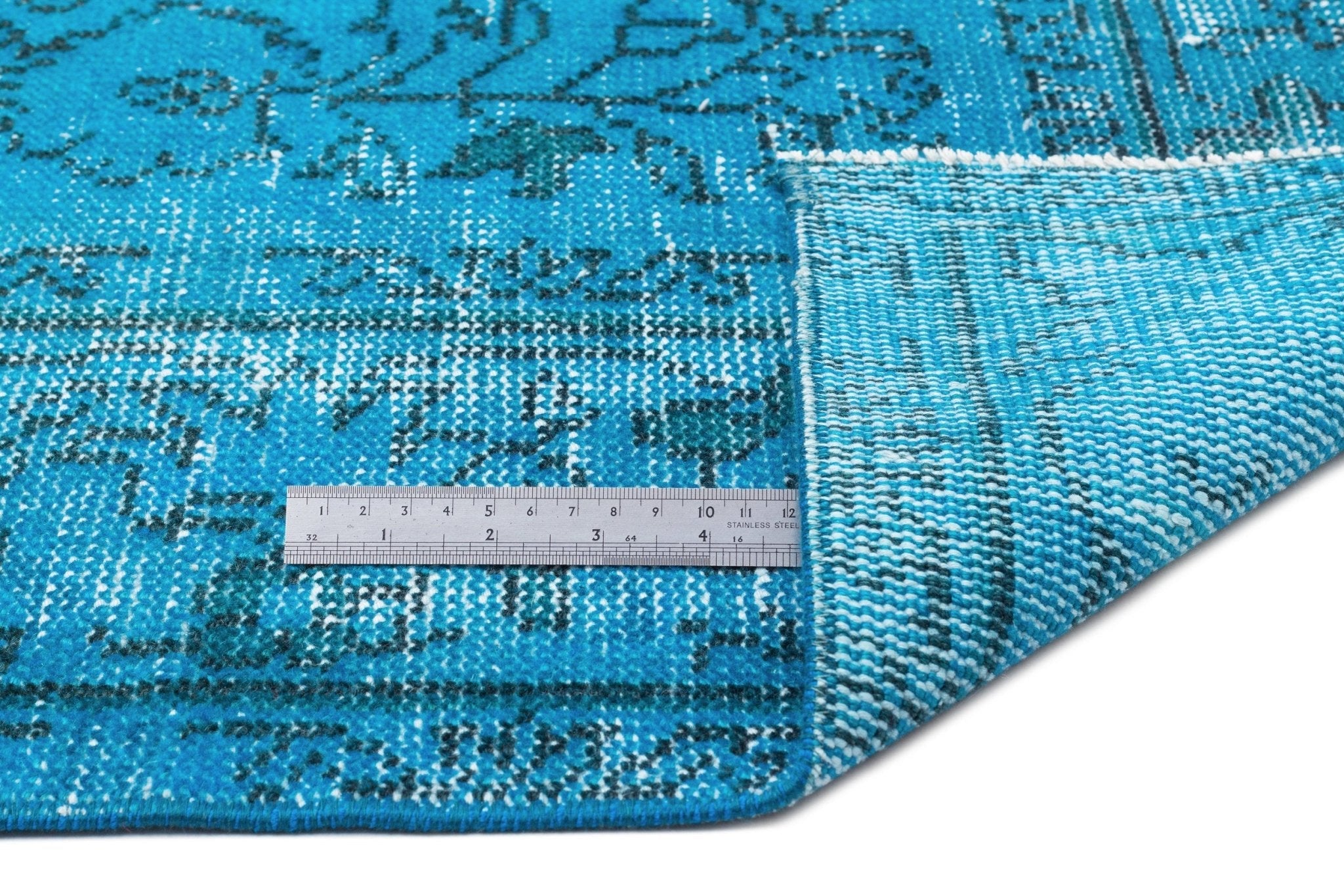 Atina 16555 Turquoise Vintage Wool Handmade Area Rug 5'4" x 9'3"