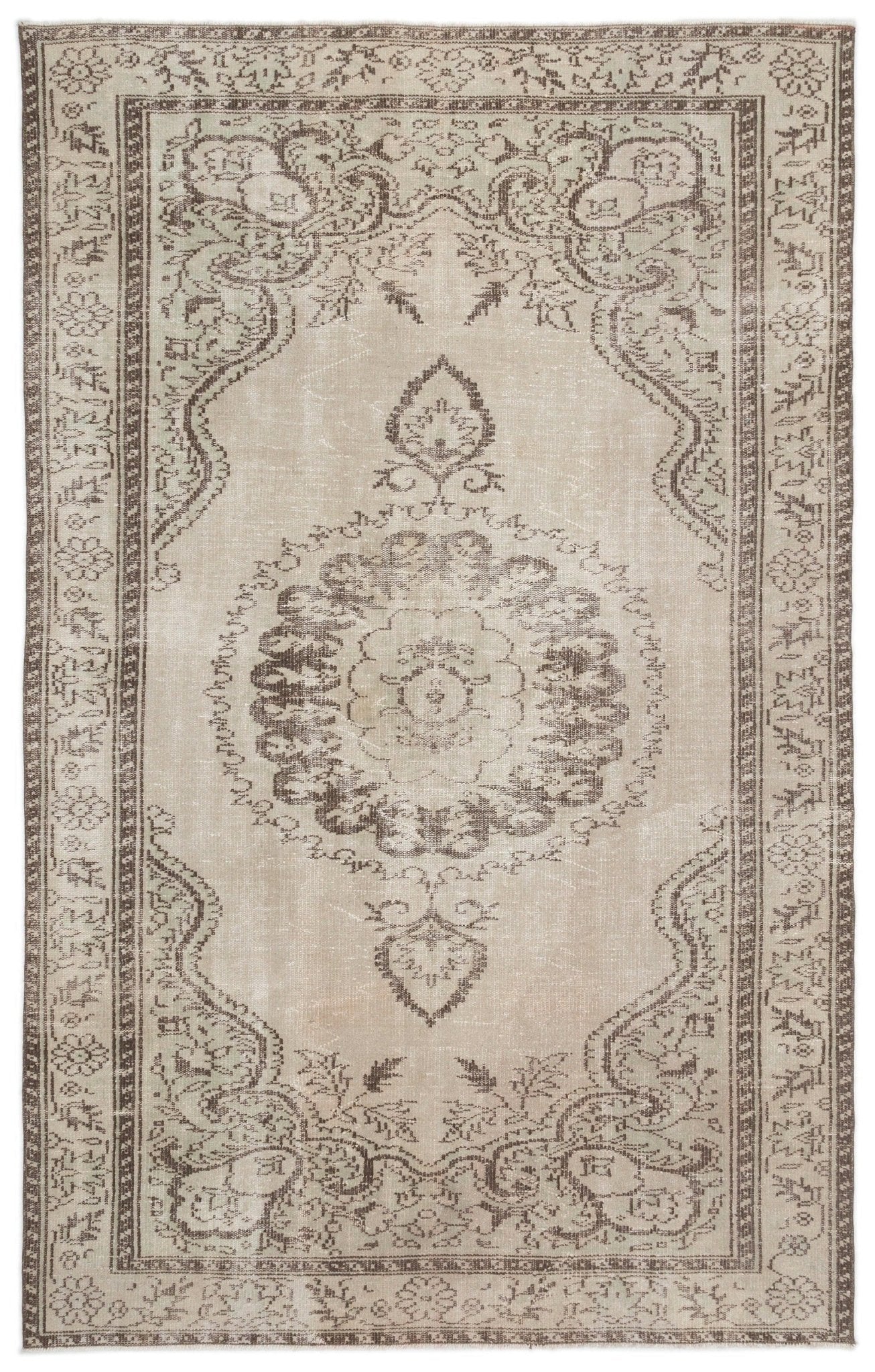 Atina 16673 Beige Vintage Wool Handmade Area Rug 5'10" x 9'5"