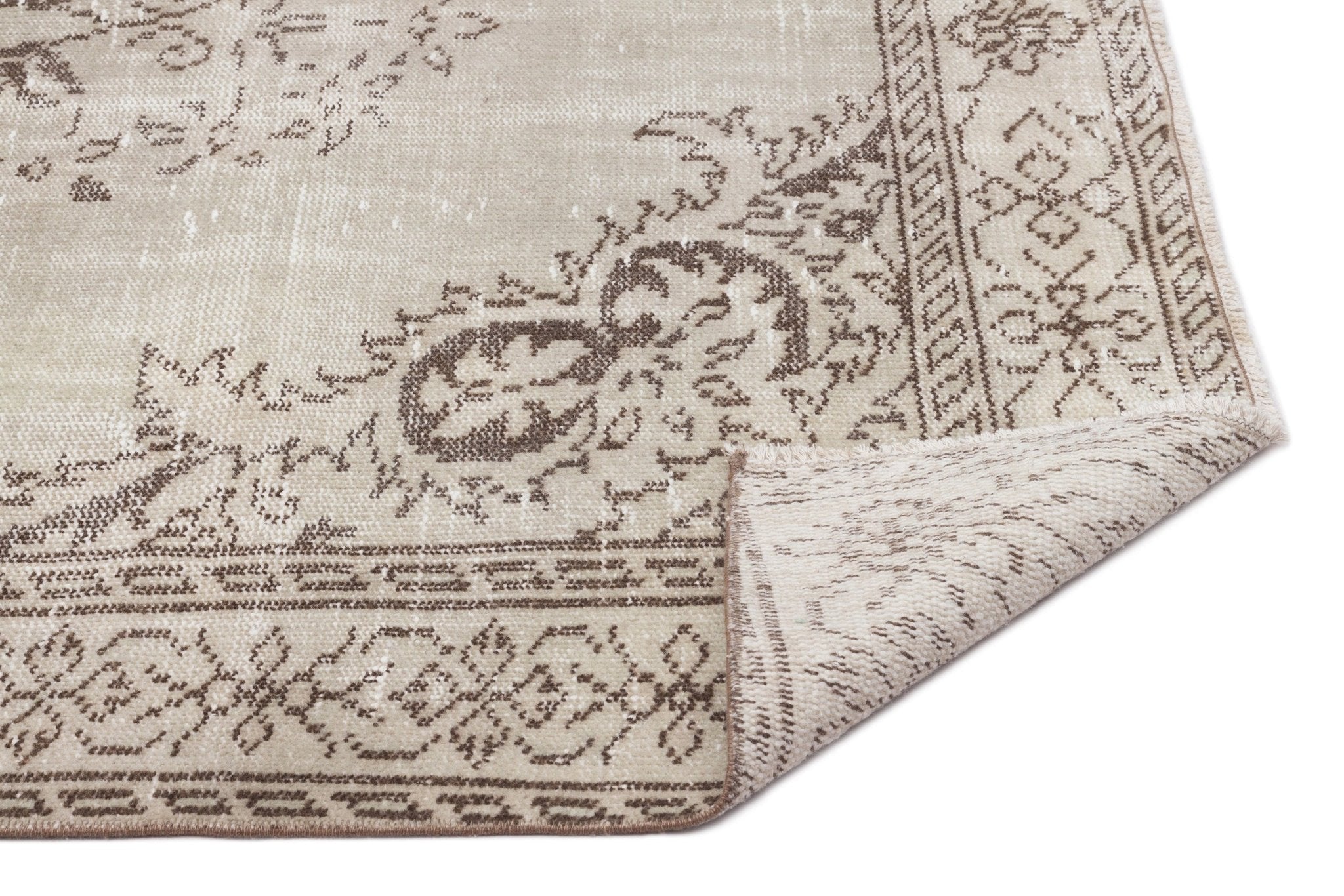 Atina 16676 Beige Vintage Wool Handmade Area Rug 5'5" x 9'6"