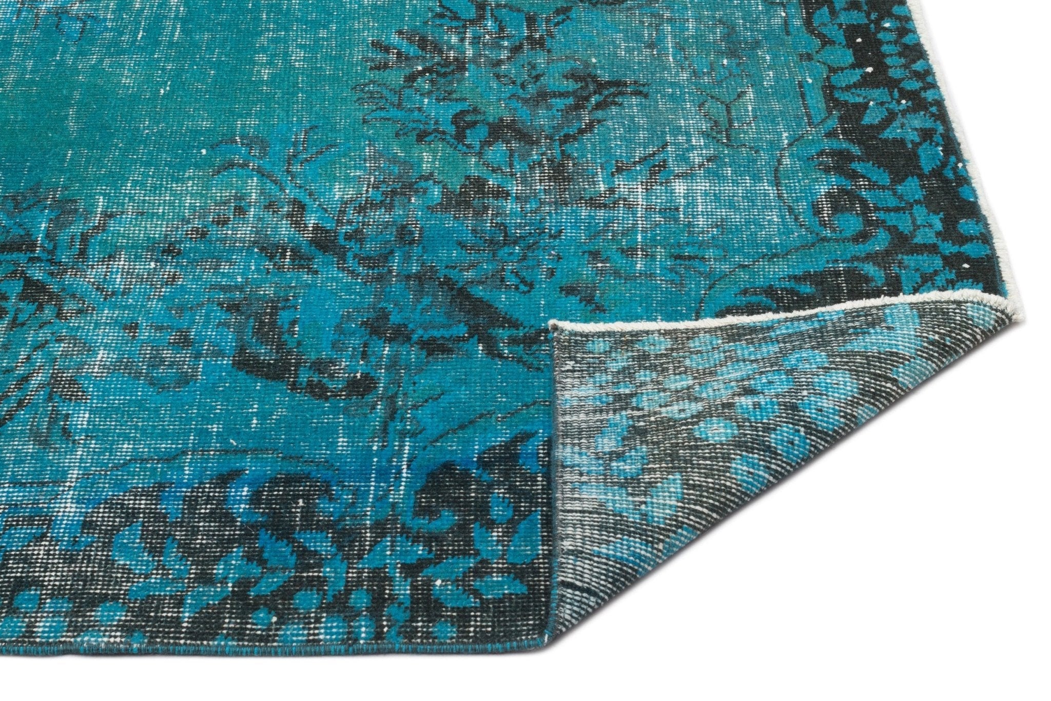 Atina 16739 Turquoise Vintage Wool Handmade Area Rug 6'2" x 9'4"