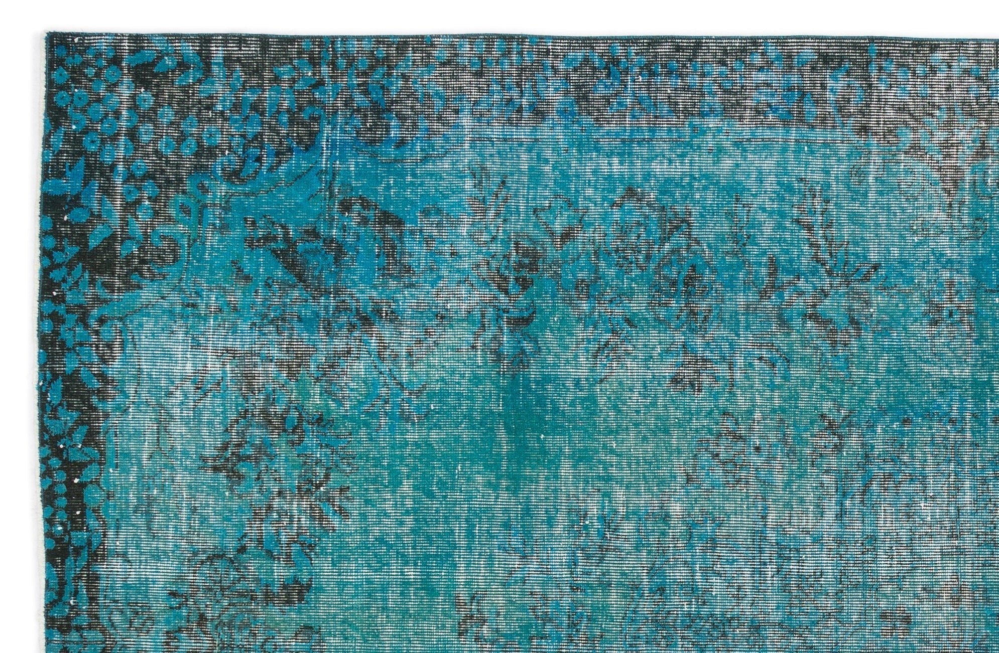 Atina 16739 Turquoise Vintage Wool Handmade Area Rug 6'2" x 9'4"