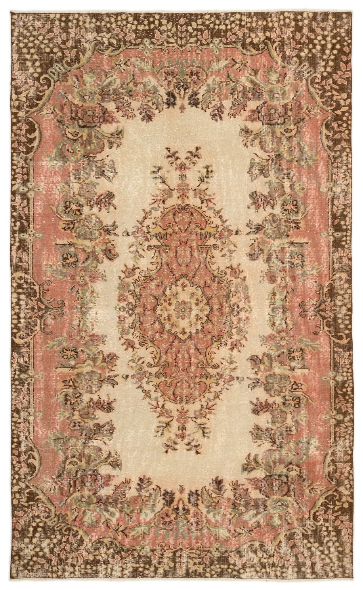 Atina 16926 Beige Vintage Wool Handmade Area Rug 5'6" x 9'3"