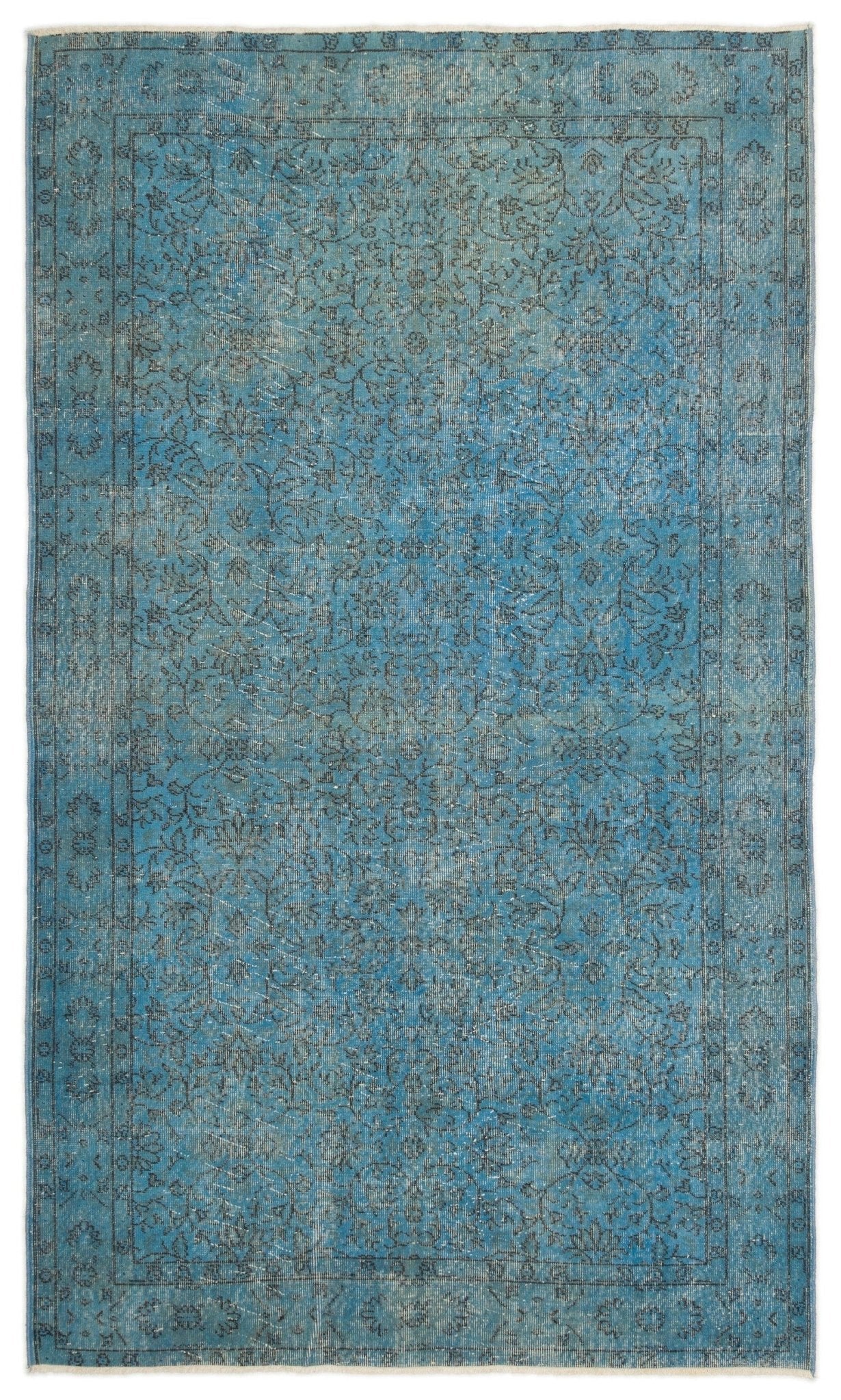 Atina 16979 Turquoise Vintage Wool Handmade Area Rug 5'5" x 9'2"