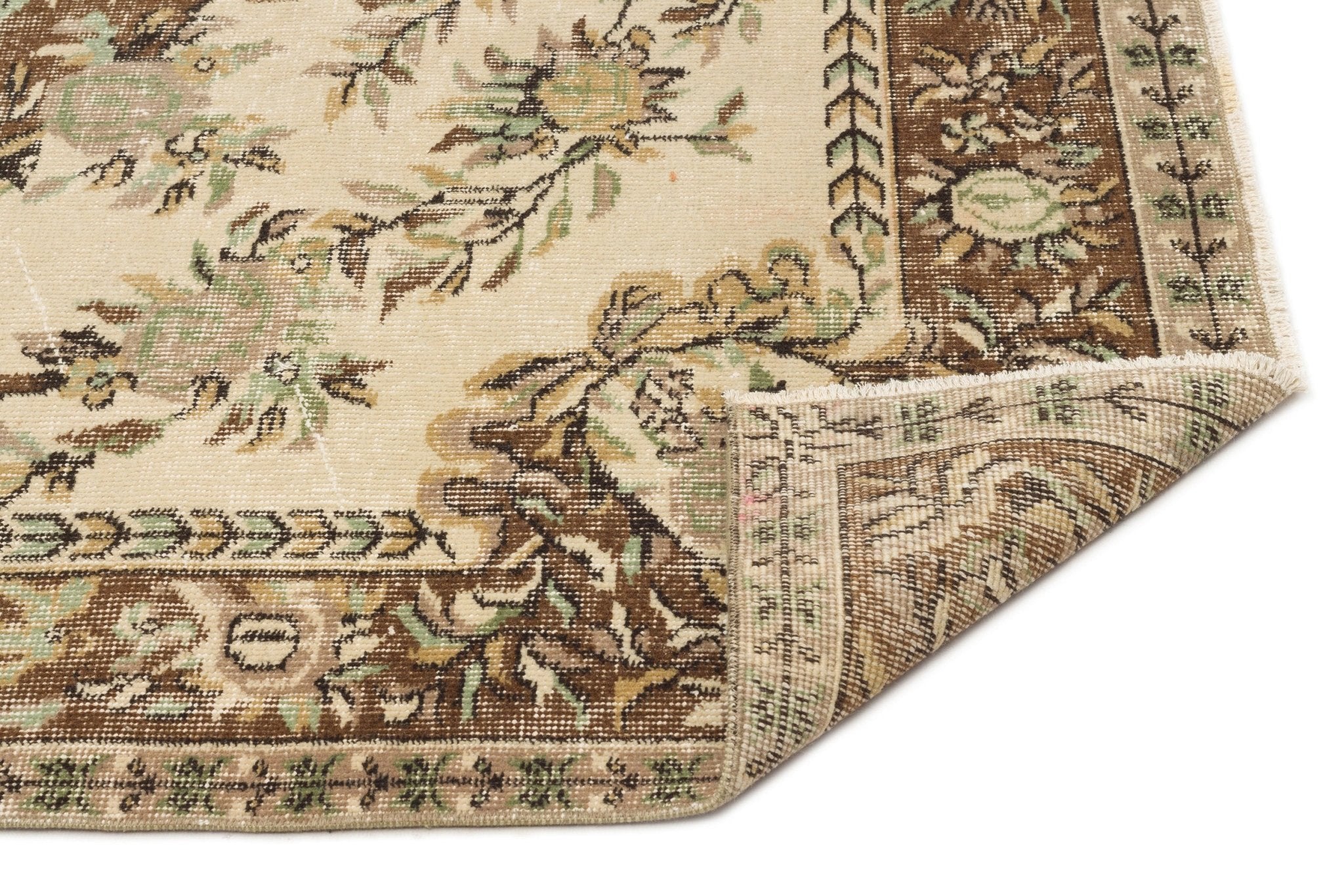 Atina 17102 Beige Vintage Wool Handmade Area Rug 5'7" x 8'9"
