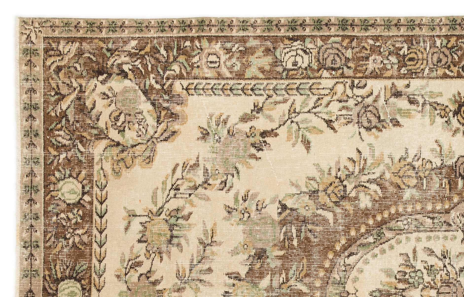 Atina 17102 Beige Vintage Wool Handmade Area Rug 5'7" x 8'9"