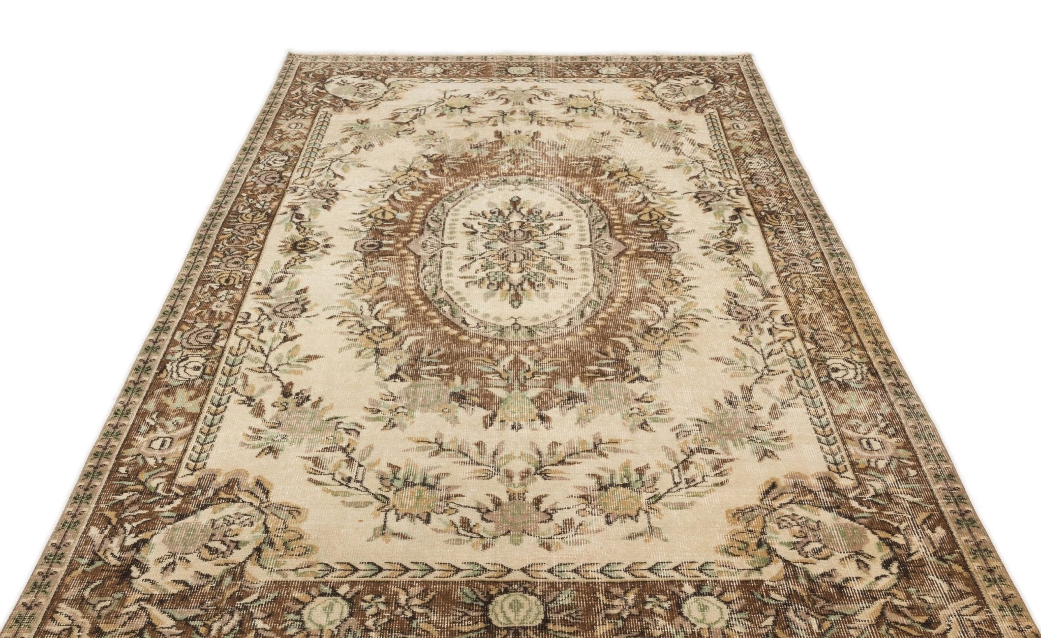 Atina 17102 Beige Vintage Wool Handmade Area Rug 5'7" x 8'9"