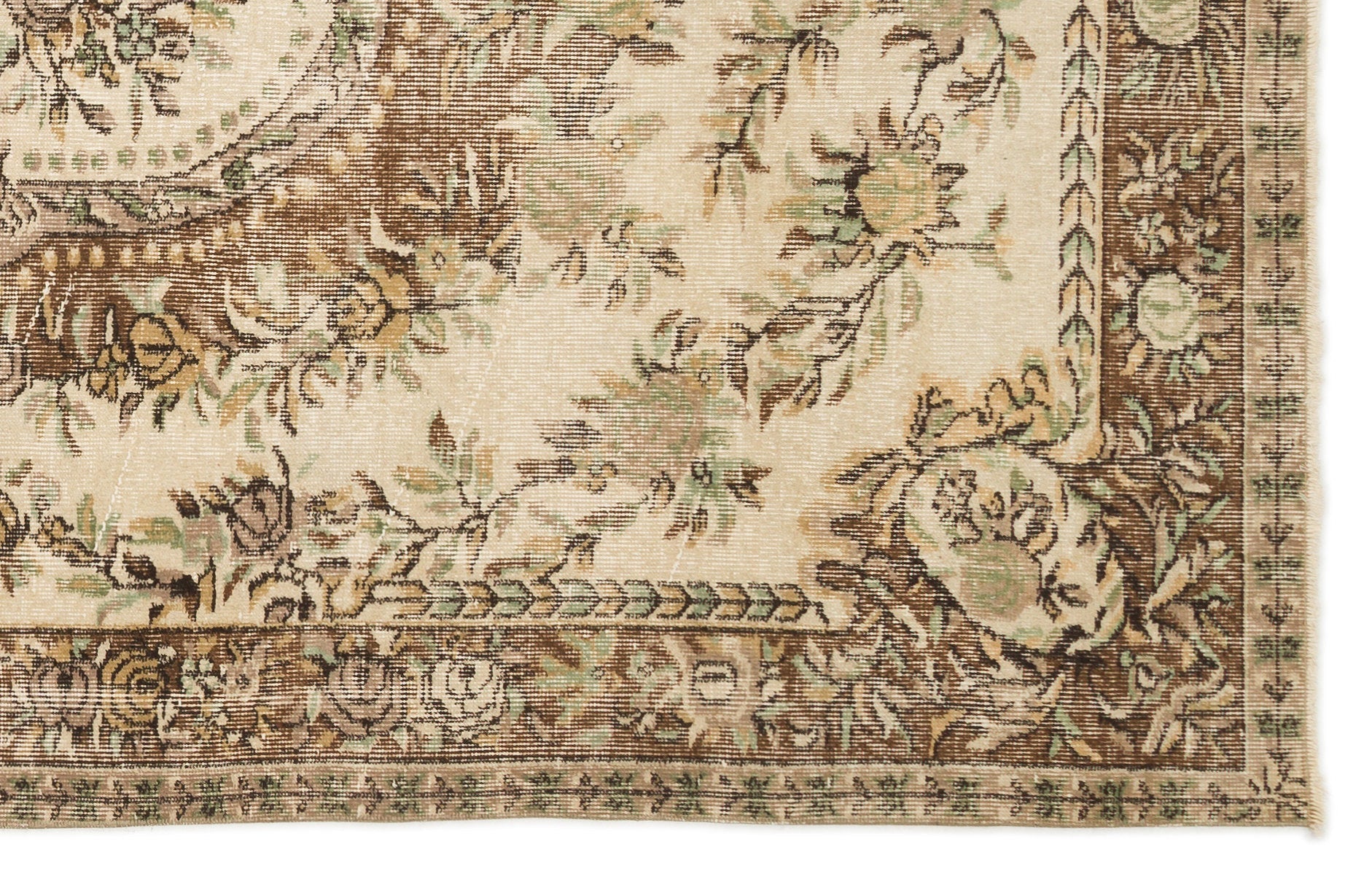 Atina 17102 Beige Vintage Wool Handmade Area Rug 5'7" x 8'9"