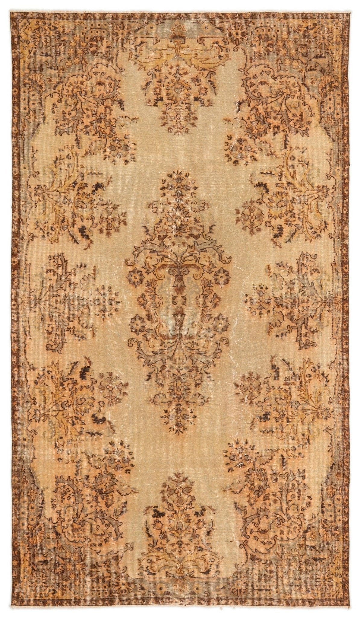 Atina 17105 Beige Vintage Wool Handmade Area Rug 6'1" x 9'5"
