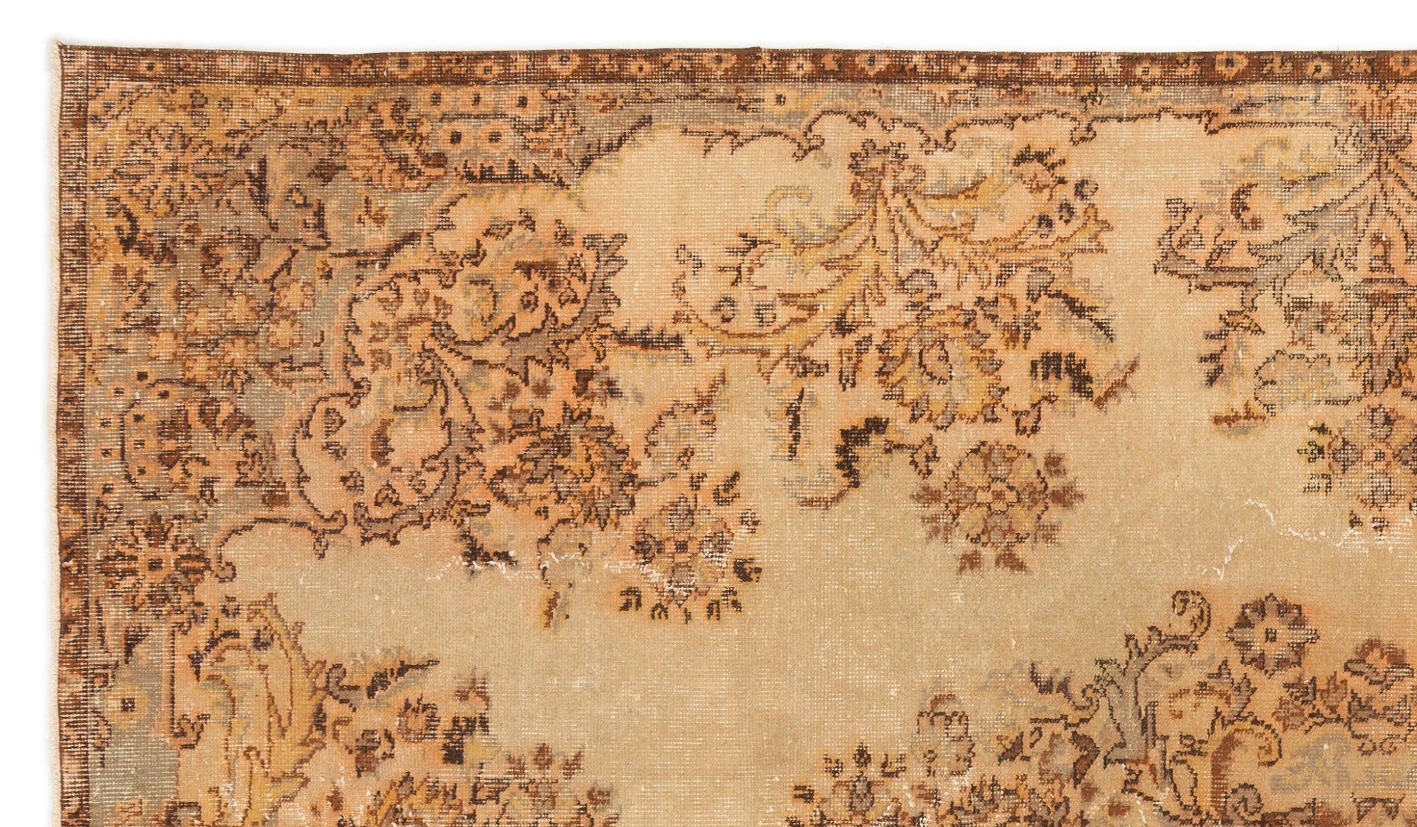 Atina 17105 Beige Vintage Wool Handmade Area Rug 6'1" x 9'5"