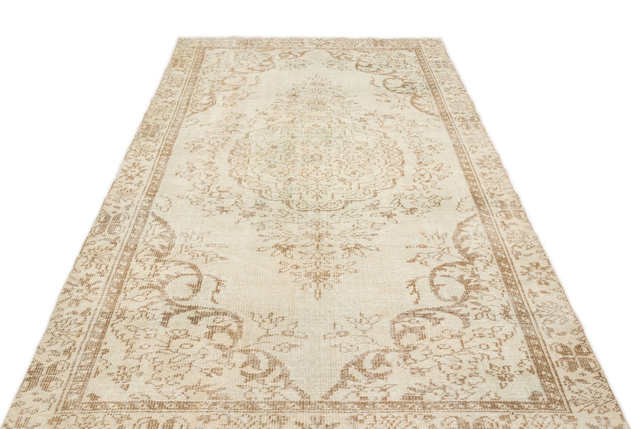 Atina 17118 Beige Vintage Wool Handmade Area Rug 5'6" x 9'5"