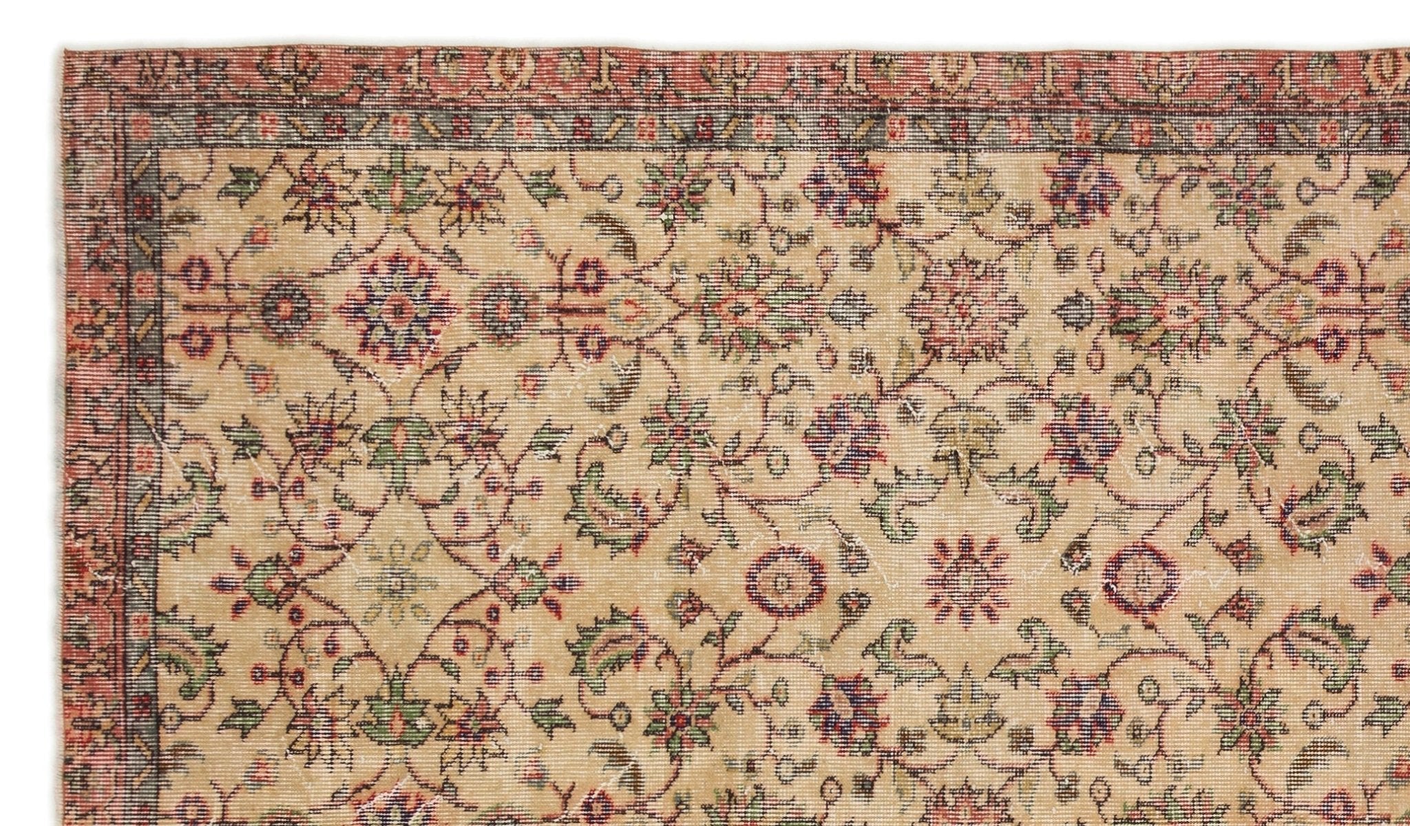 Atina 17210 Beige Vintage Wool Handmade Area Rug 5'5" x 9'6"