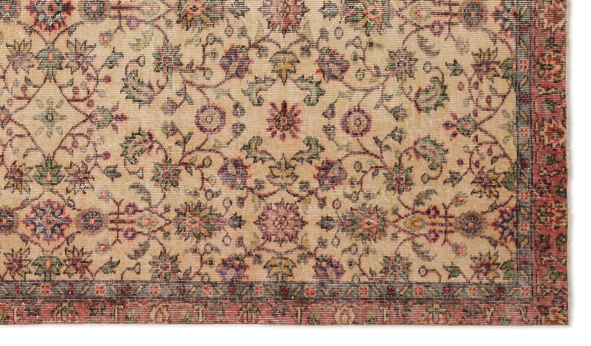 Atina 17210 Beige Vintage Wool Handmade Area Rug 5'5" x 9'6"