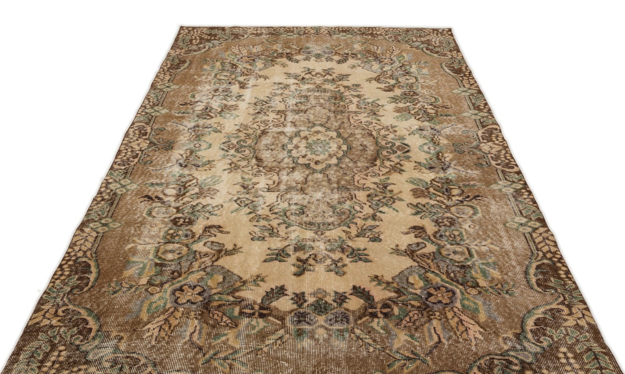 Atina 17224 Beige Vintage Wool Handmade Area Rug 5'8" x 9'1"