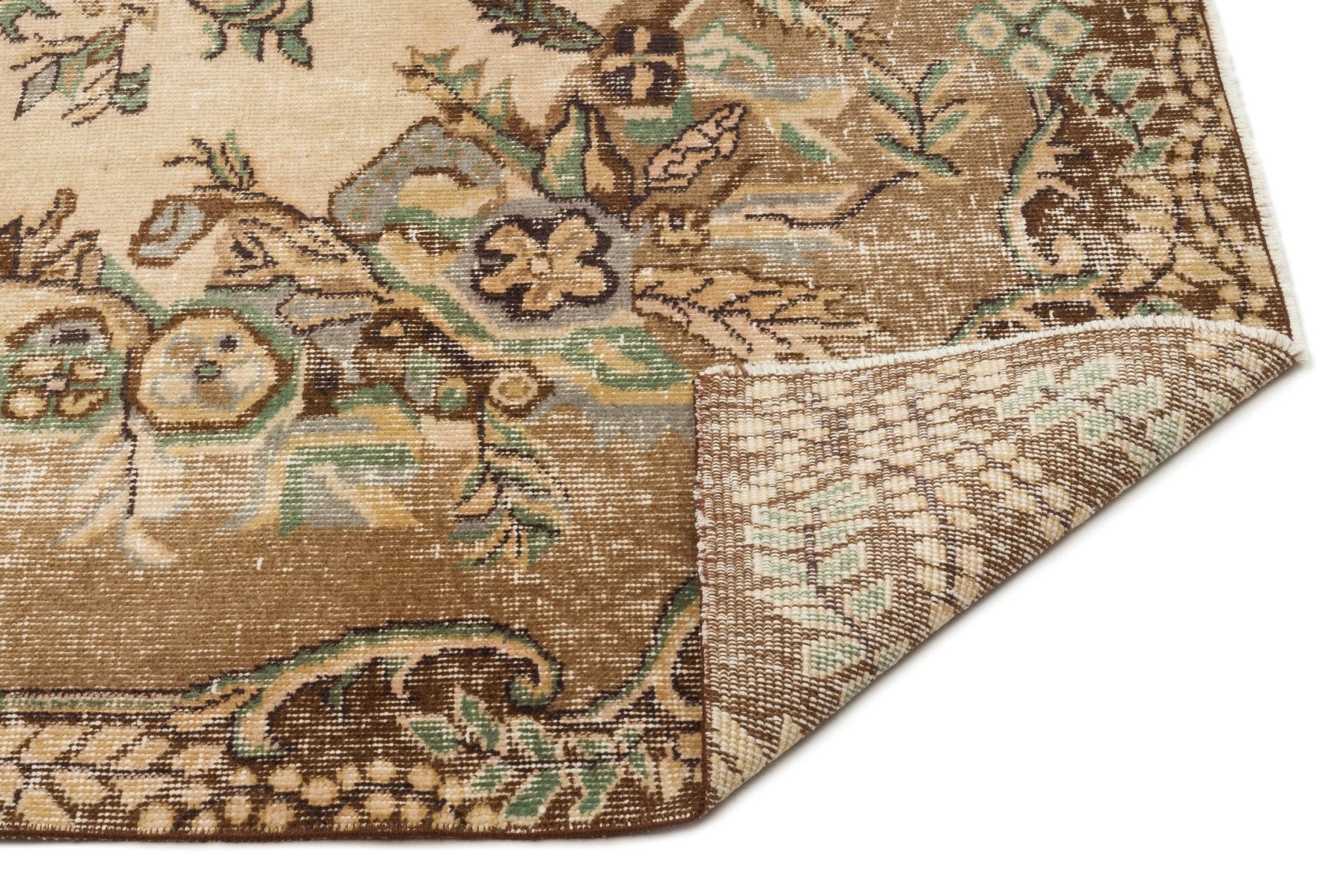 Atina 17224 Beige Vintage Wool Handmade Area Rug 5'8" x 9'1"
