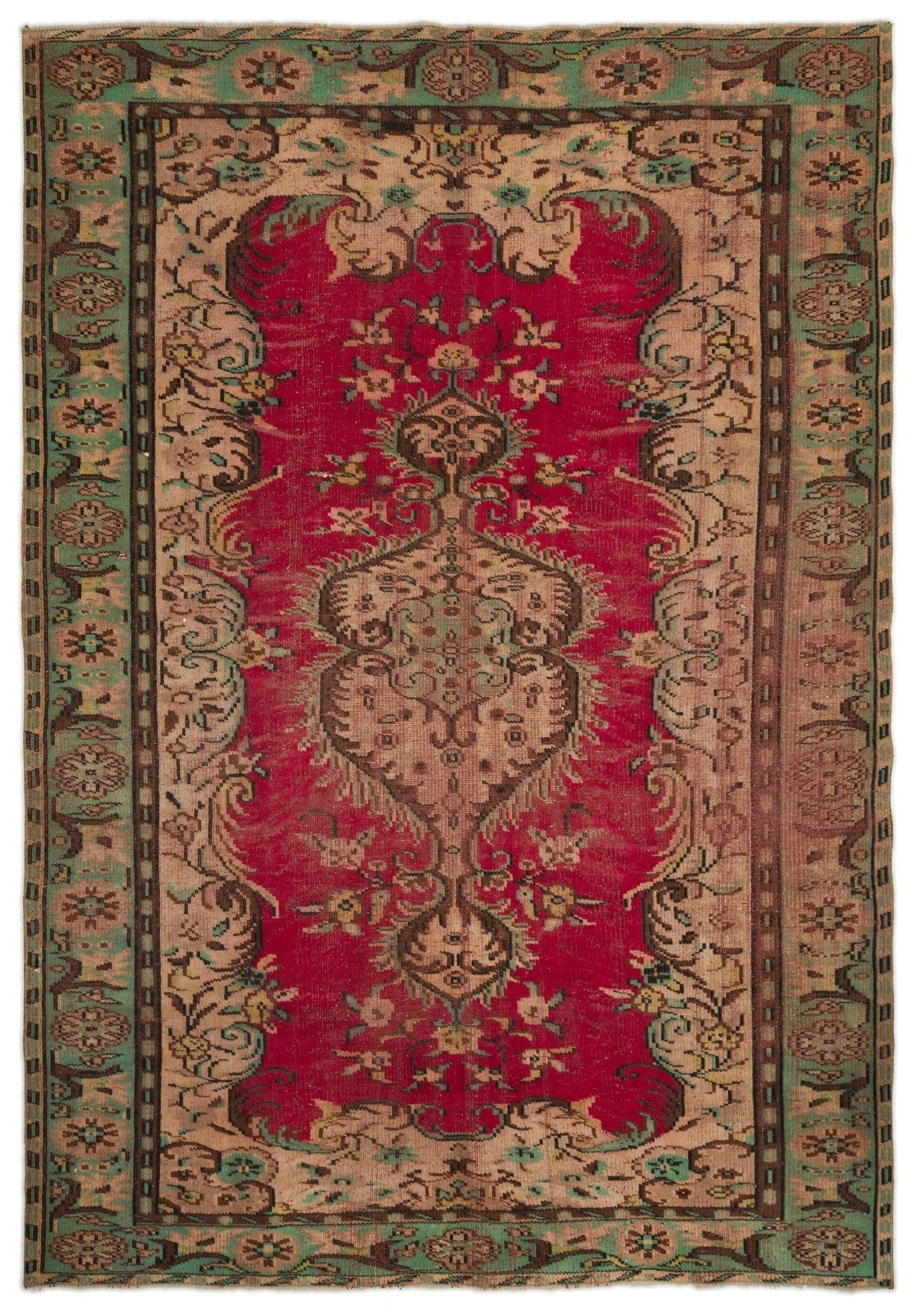 Atina 17246 Beige Vintage Wool Handmade Area Rug 6'5" x 9'7"