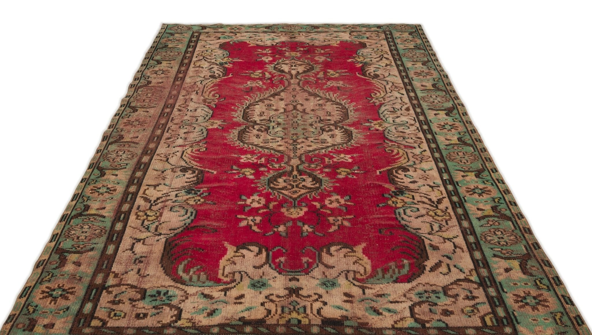 Atina 17246 Beige Vintage Wool Handmade Area Rug 6'5" x 9'7"
