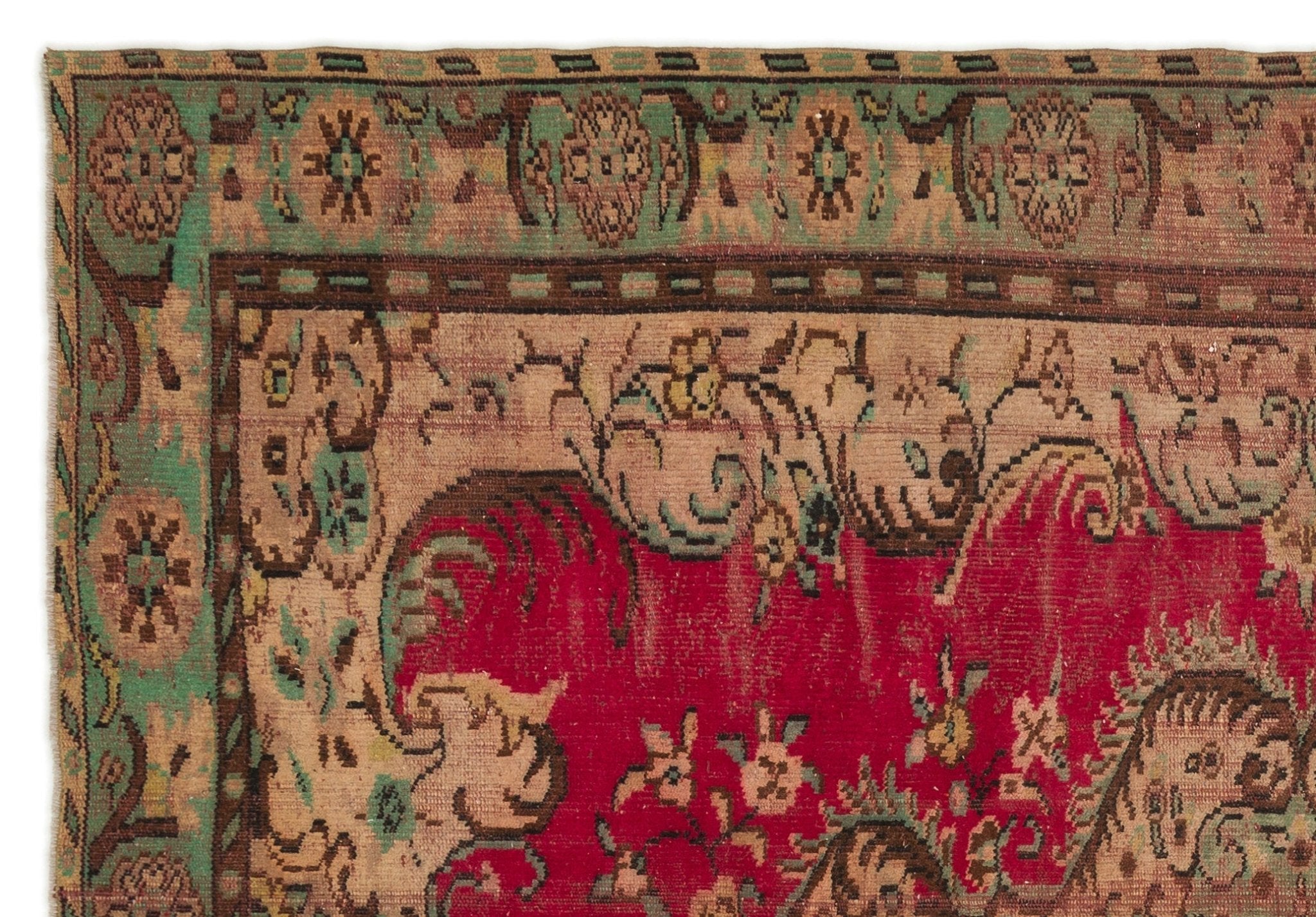 Atina 17246 Beige Vintage Wool Handmade Area Rug 6'5" x 9'7"