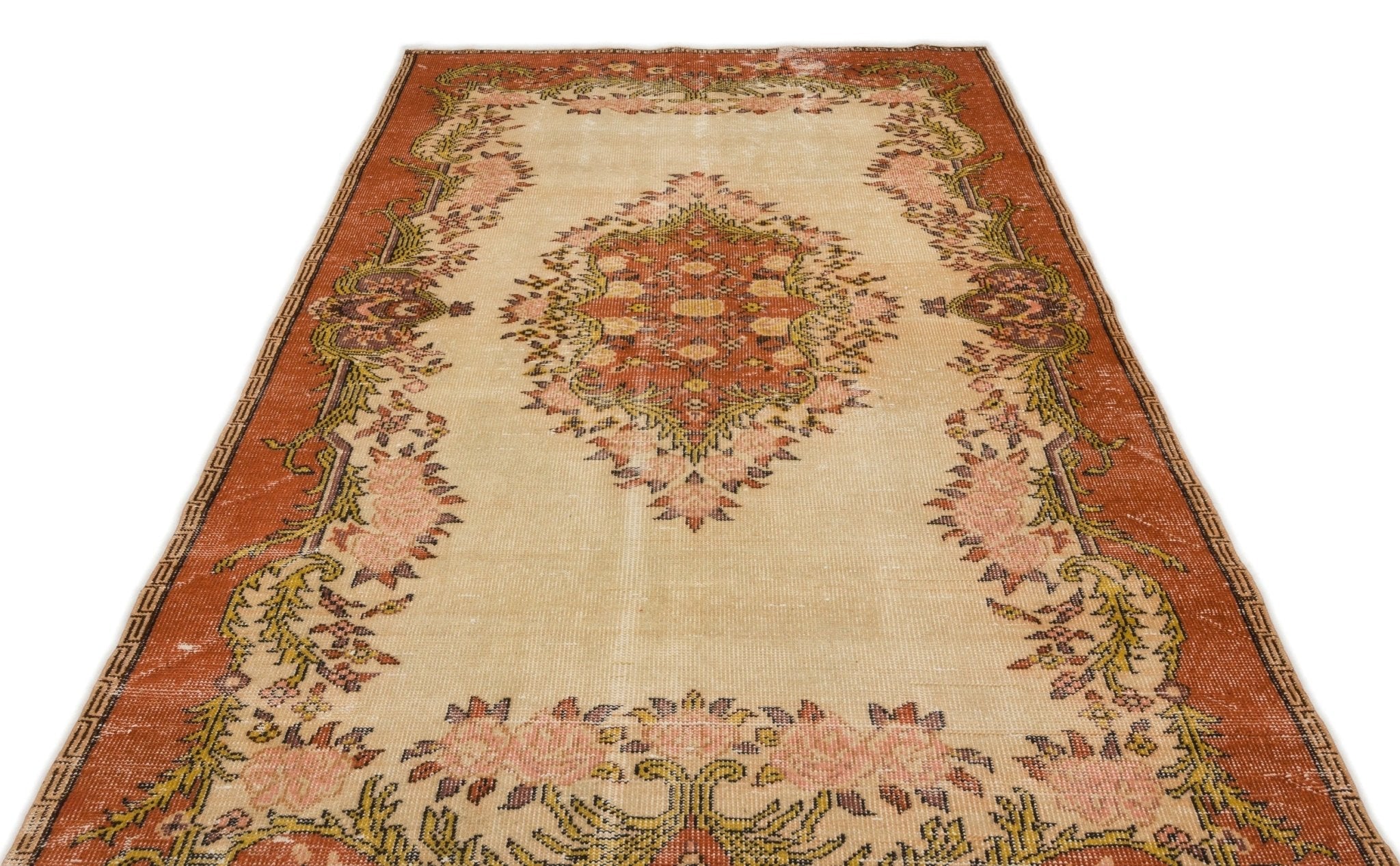 Atina 17262 Beige Vintage Wool Handmade Area Rug 6'3" x 9'1"