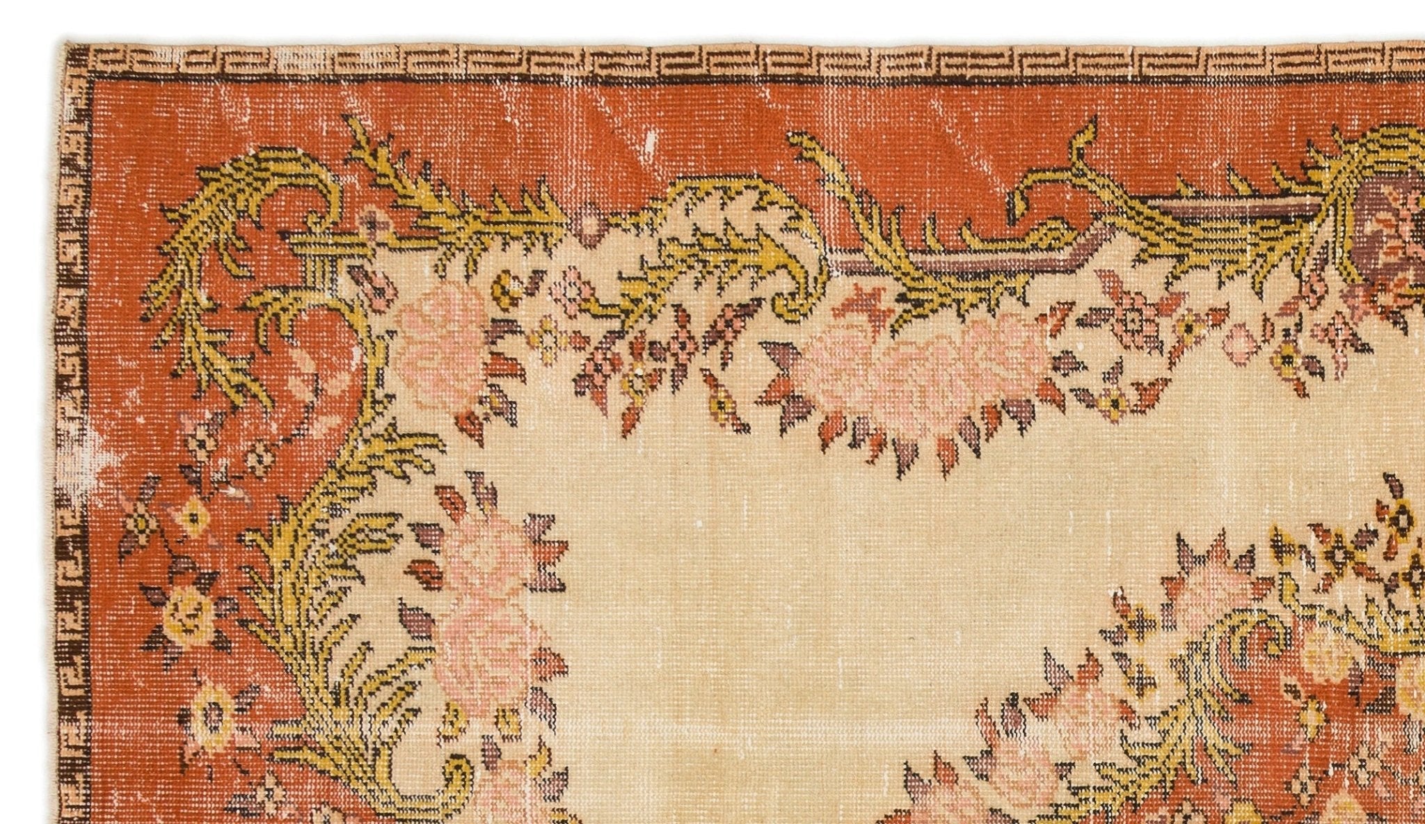 Atina 17262 Beige Vintage Wool Handmade Area Rug 6'3" x 9'1"