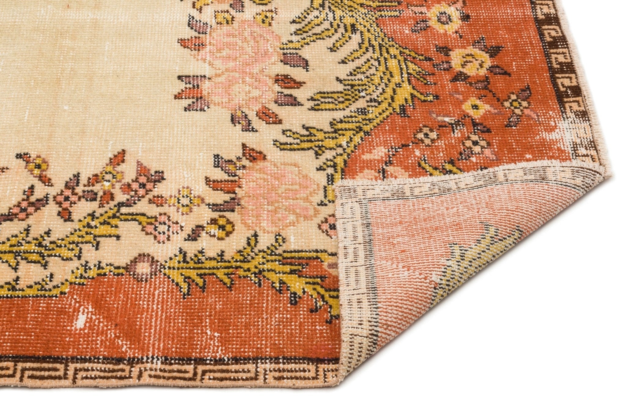 Atina 17262 Beige Vintage Wool Handmade Area Rug 6'3" x 9'1"