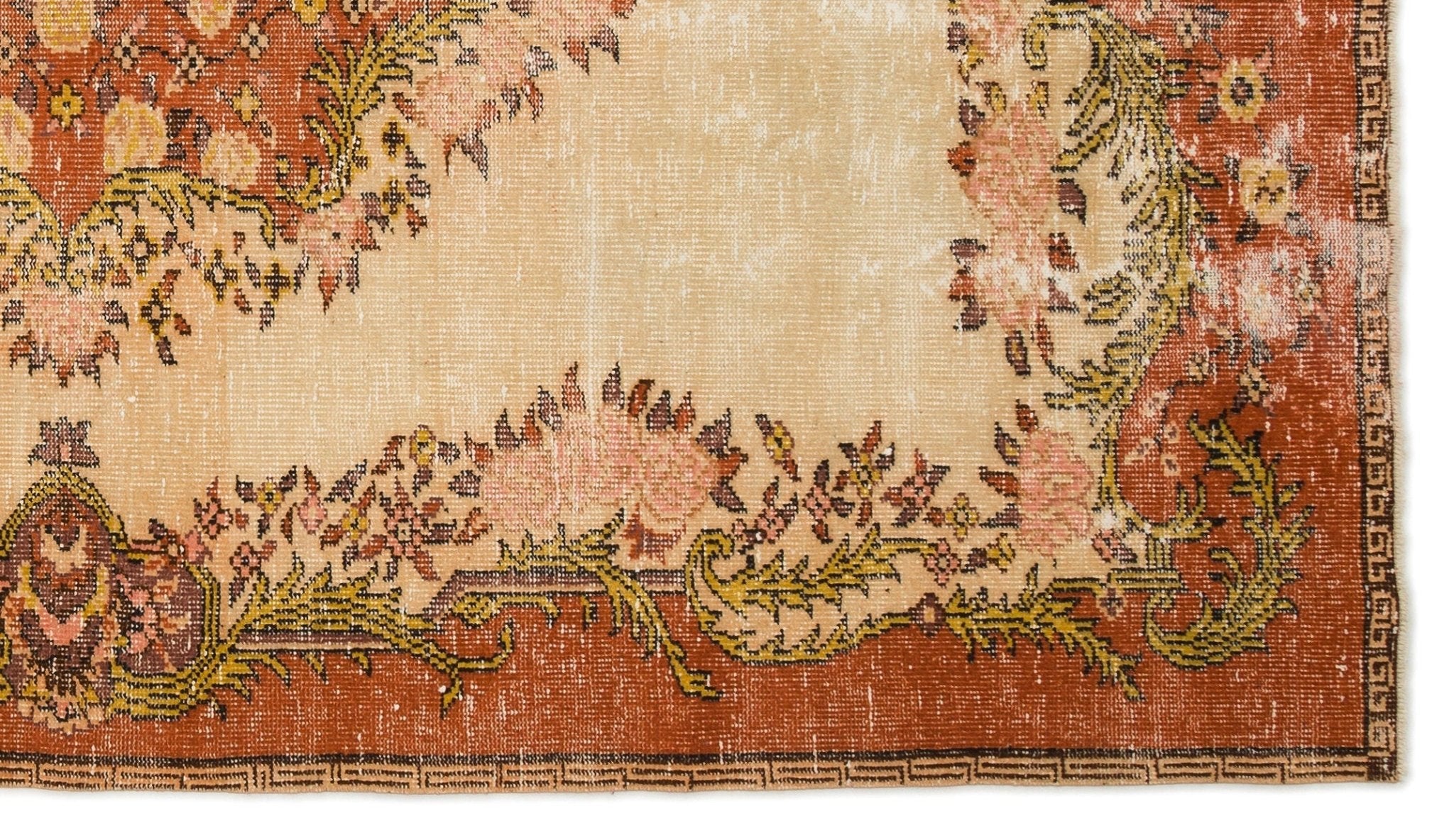 Atina 17262 Beige Vintage Wool Handmade Area Rug 6'3" x 9'1"