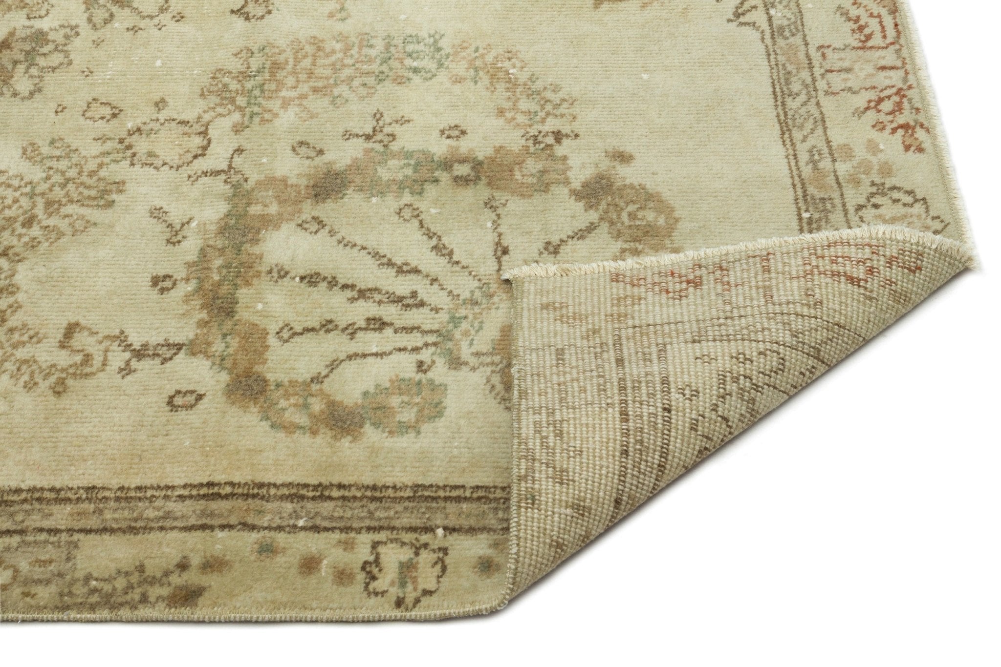 Atina 17381 Beige Vintage Wool Handmade Area Rug 5'3" x 8'8"