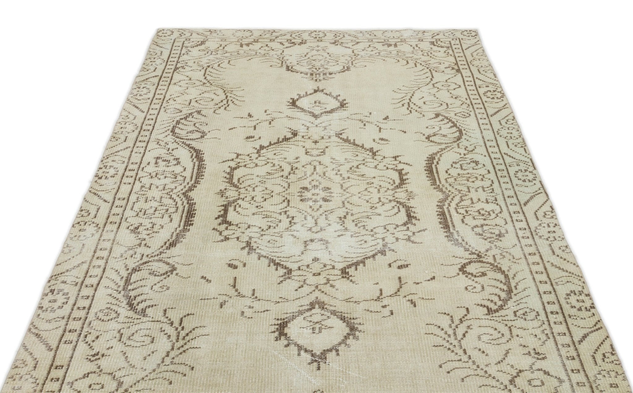 Atina 17405 Beige Vintage Wool Handmade Area Rug 4'11" x 9'0"