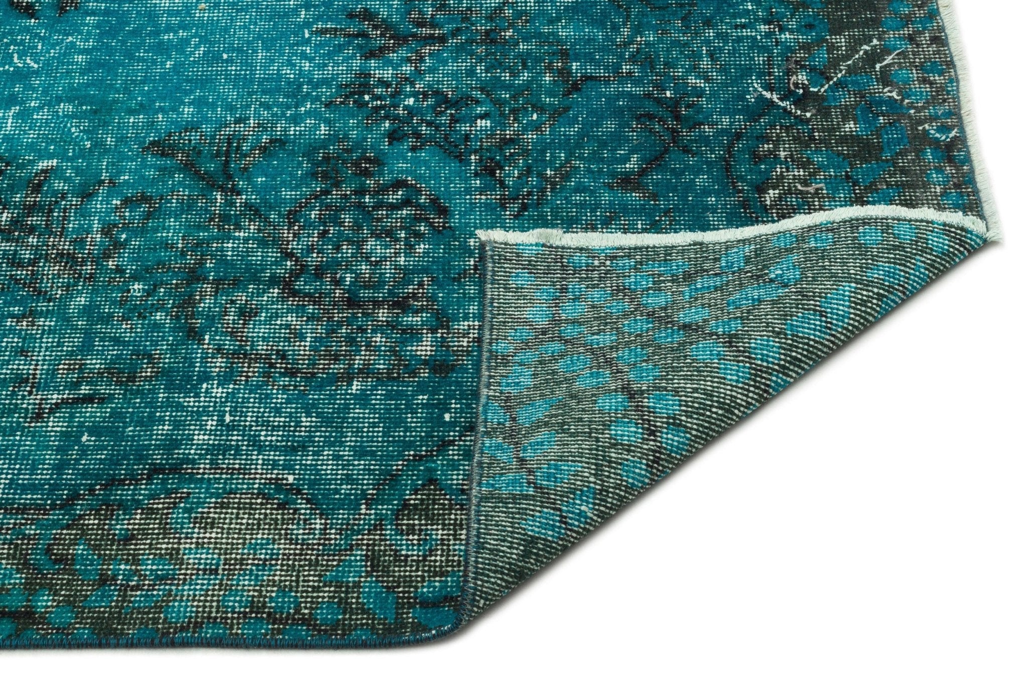 Atina 17495 Turquoise Vintage Wool Handmade Area Rug 5'6" x 9'3"