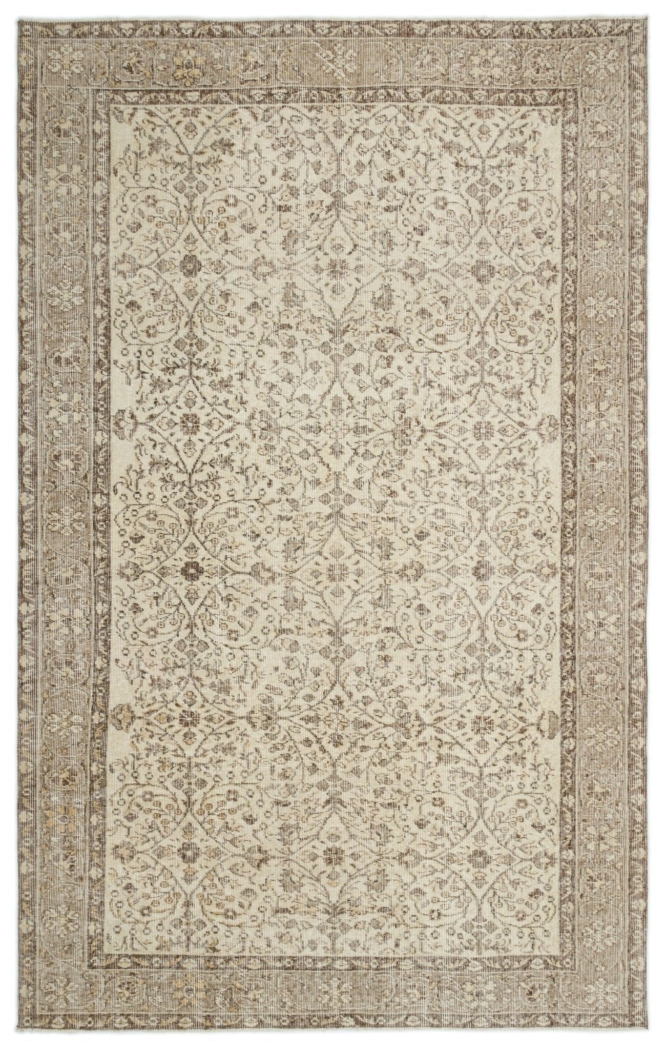 Atina 17883 Beige Vintage Wool Handmade Area Rug 5'10" x 9'2"