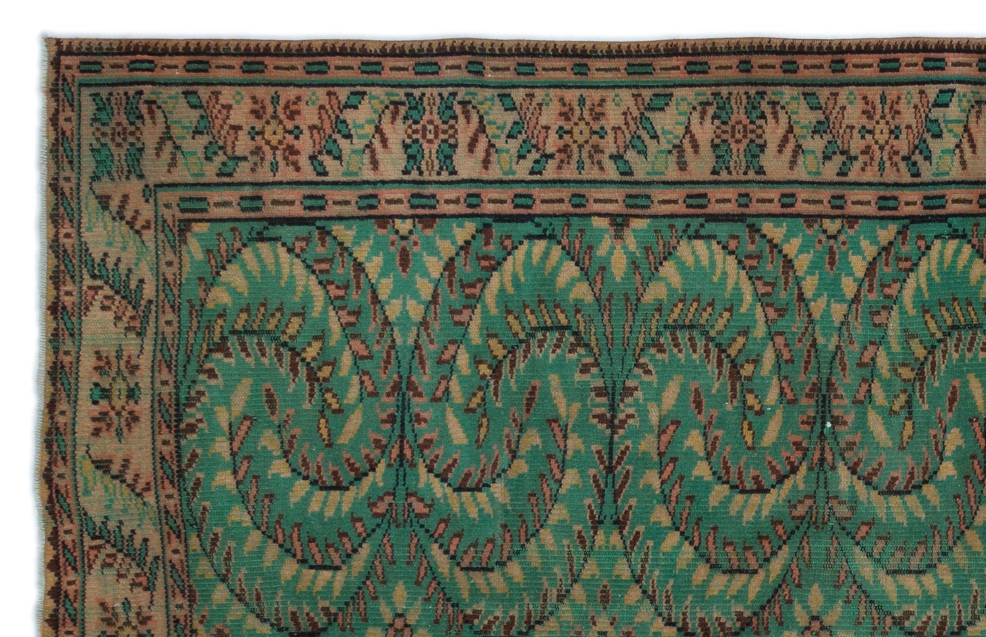 Atina 17977 Green Vintage Wool Handmade Area Rug 5'9" x 9'0"