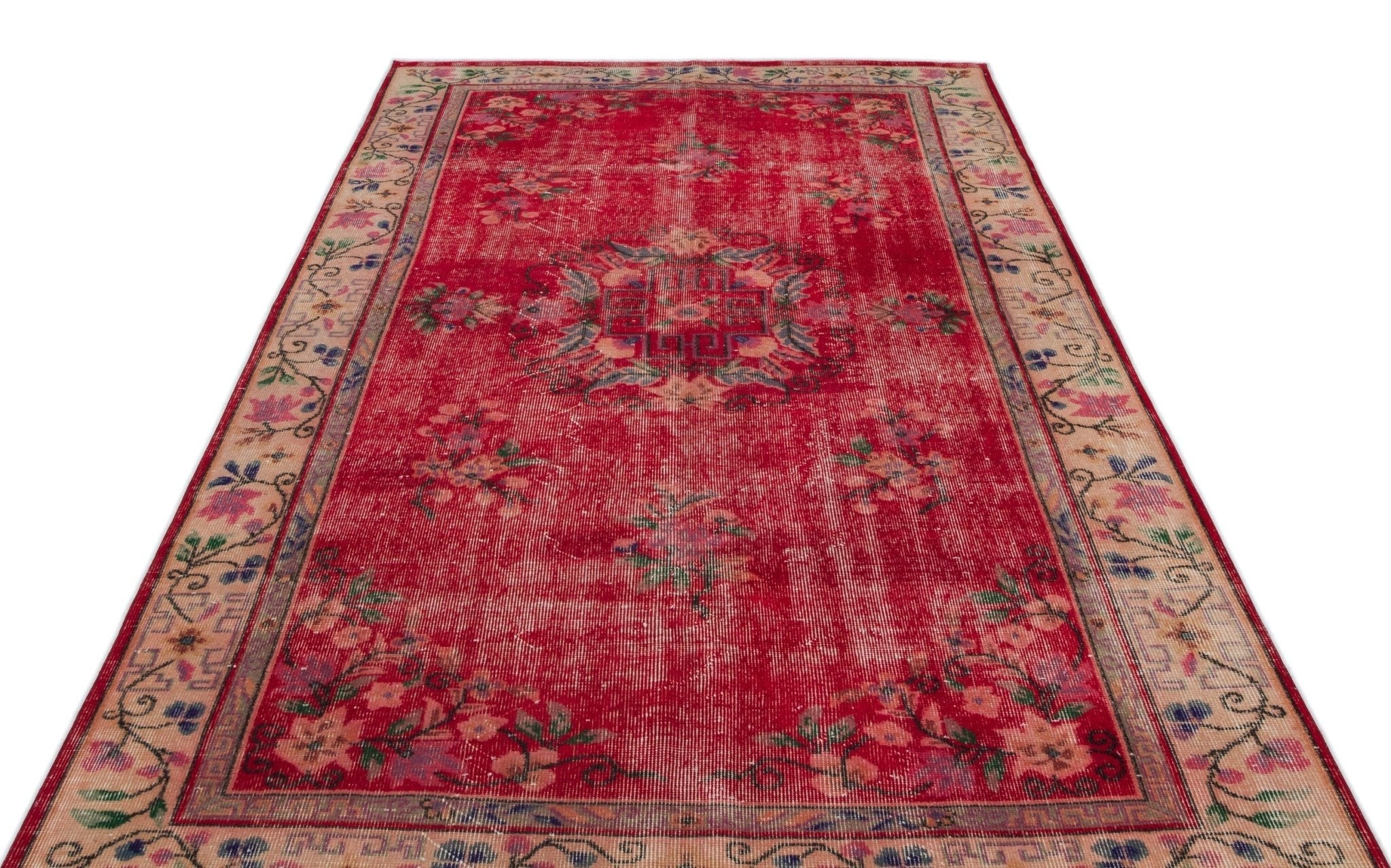 Atina 18113 Beige Vintage Wool Handmade Area Rug 5'10" x 9'2"