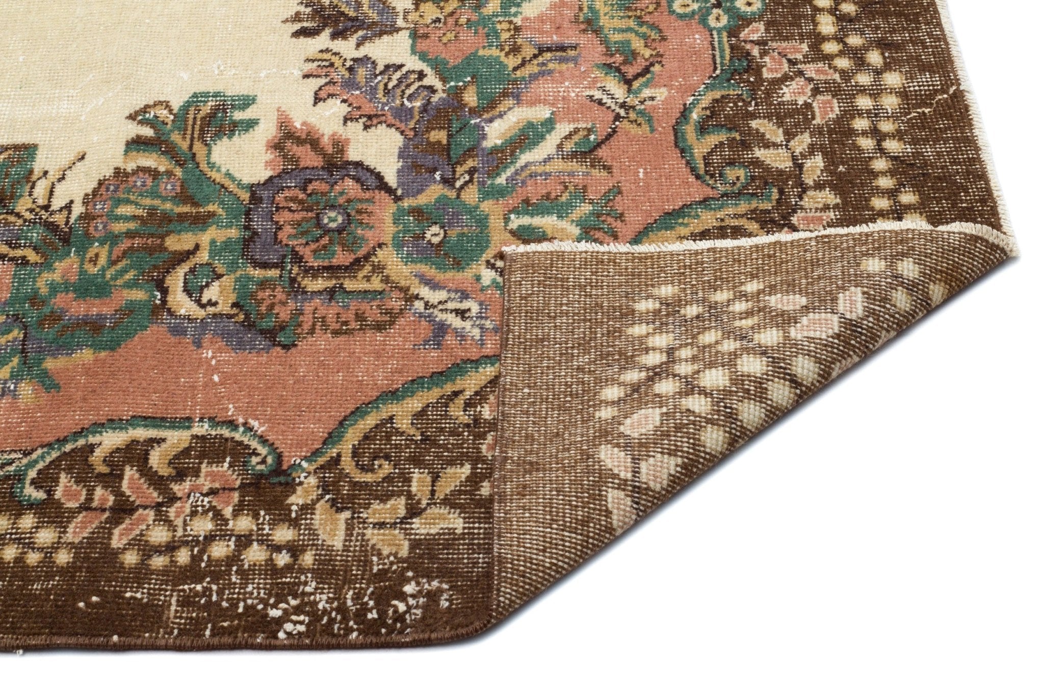Atina 18217 Beige Vintage Wool Handmade Area Rug 6'2" x 9'7"