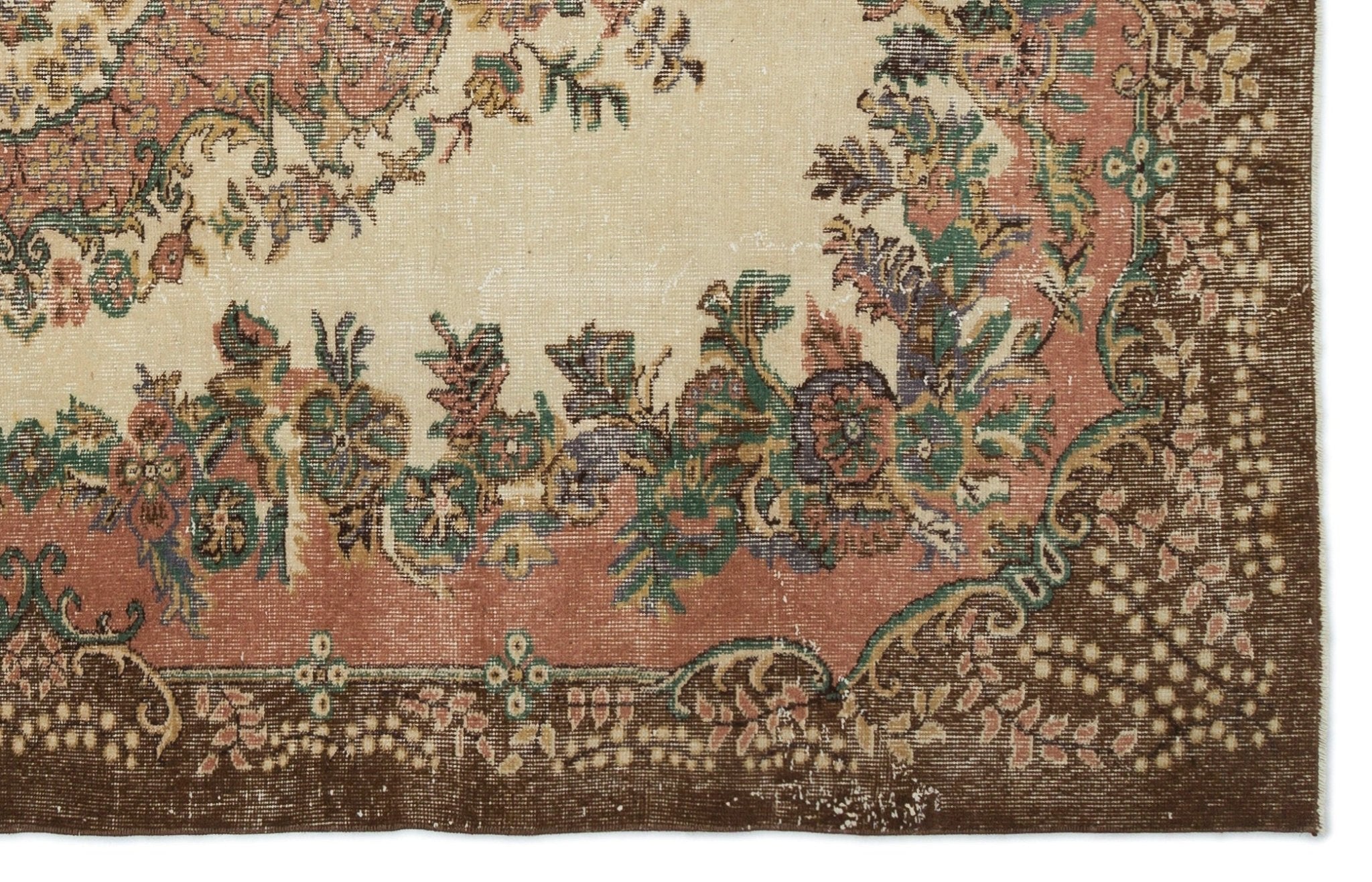 Atina 18217 Beige Vintage Wool Handmade Area Rug 6'2" x 9'7"