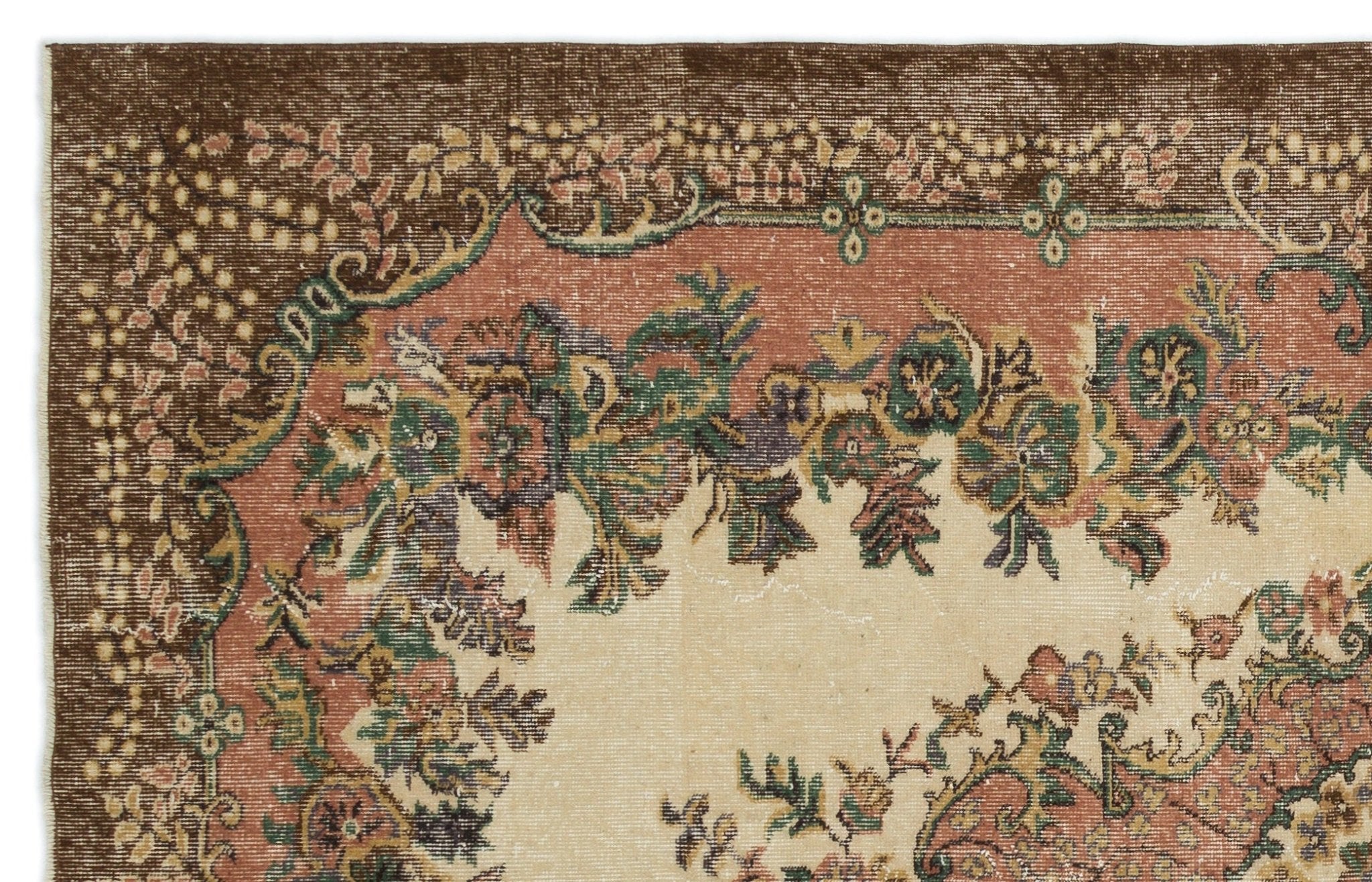 Atina 18217 Beige Vintage Wool Handmade Area Rug 6'2" x 9'7"