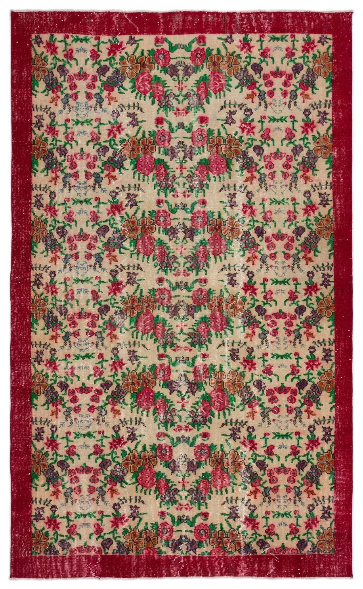Atina 18301 Beige Vintage Wool Handmade Area Rug 5'8" x 9'8"