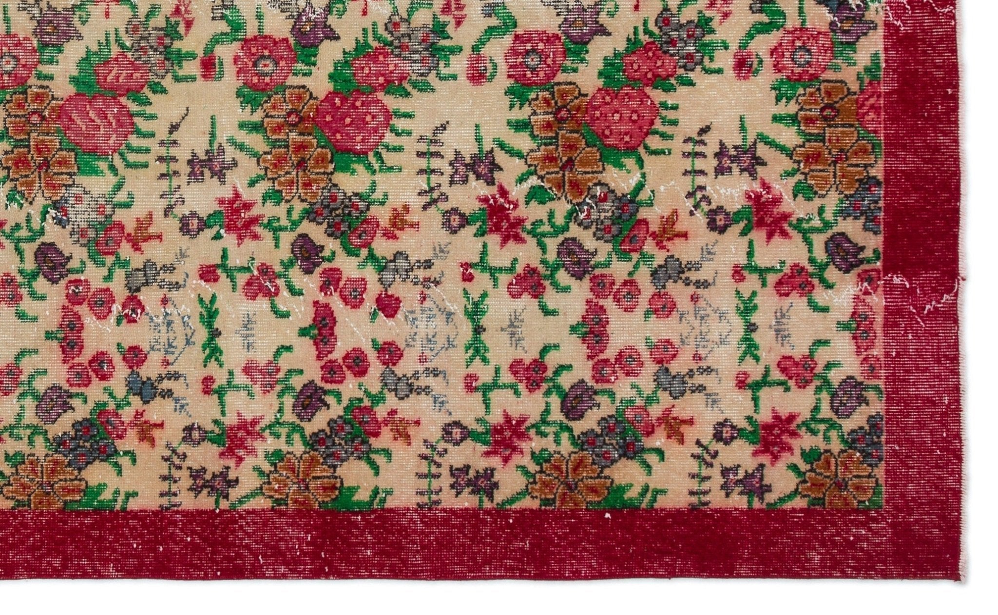 Atina 18301 Beige Vintage Wool Handmade Area Rug 5'8" x 9'8"