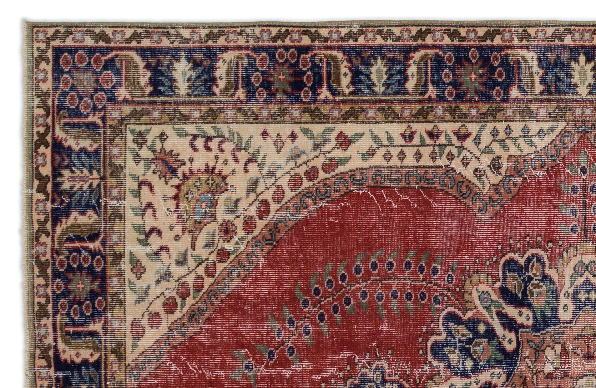 Atina 18353 Beige Vintage Wool Handmade Area Rug 5'8" x 8'10"