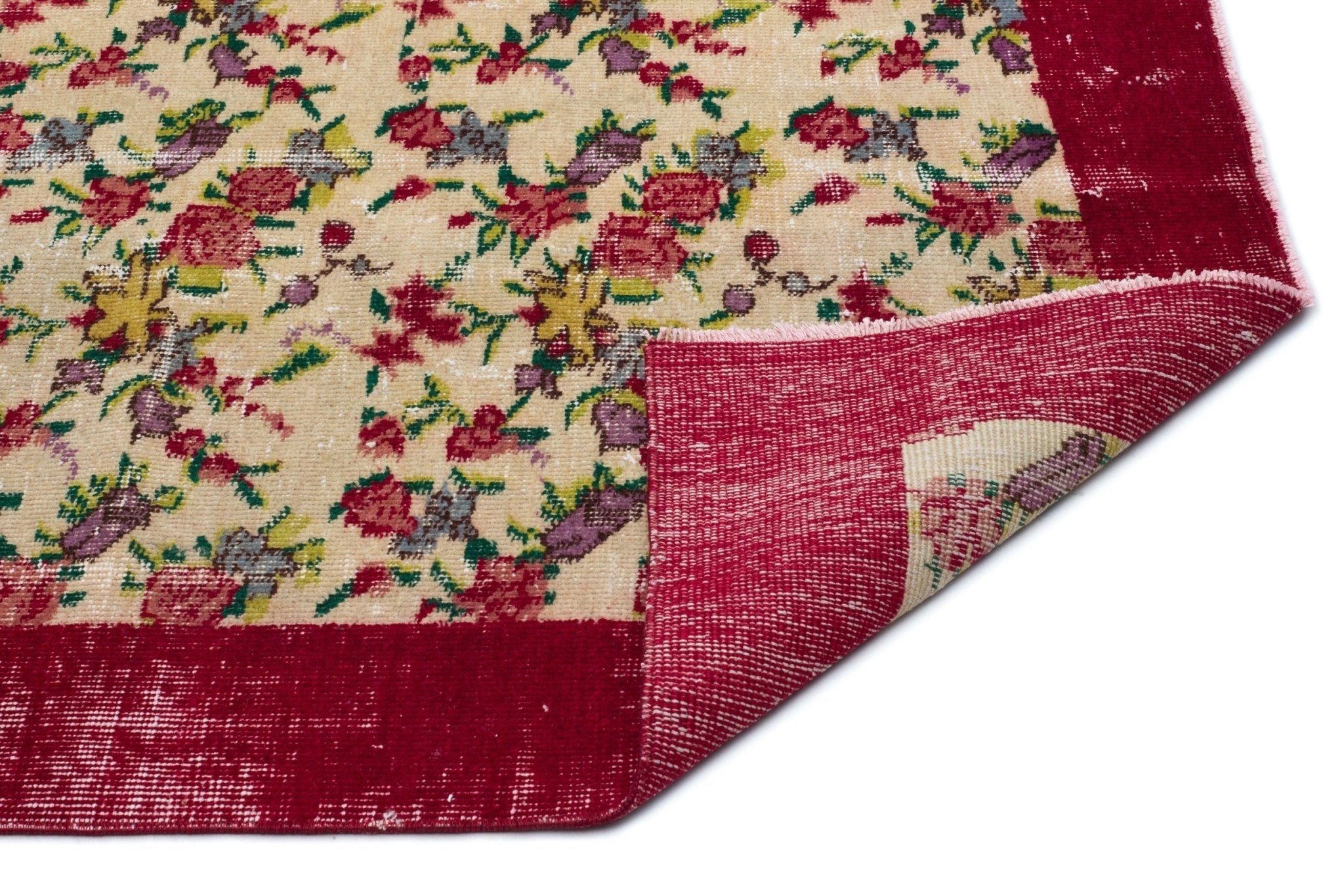 Atina 18543 Beige Vintage Wool Handmade Area Rug 3'9" x 6'11"