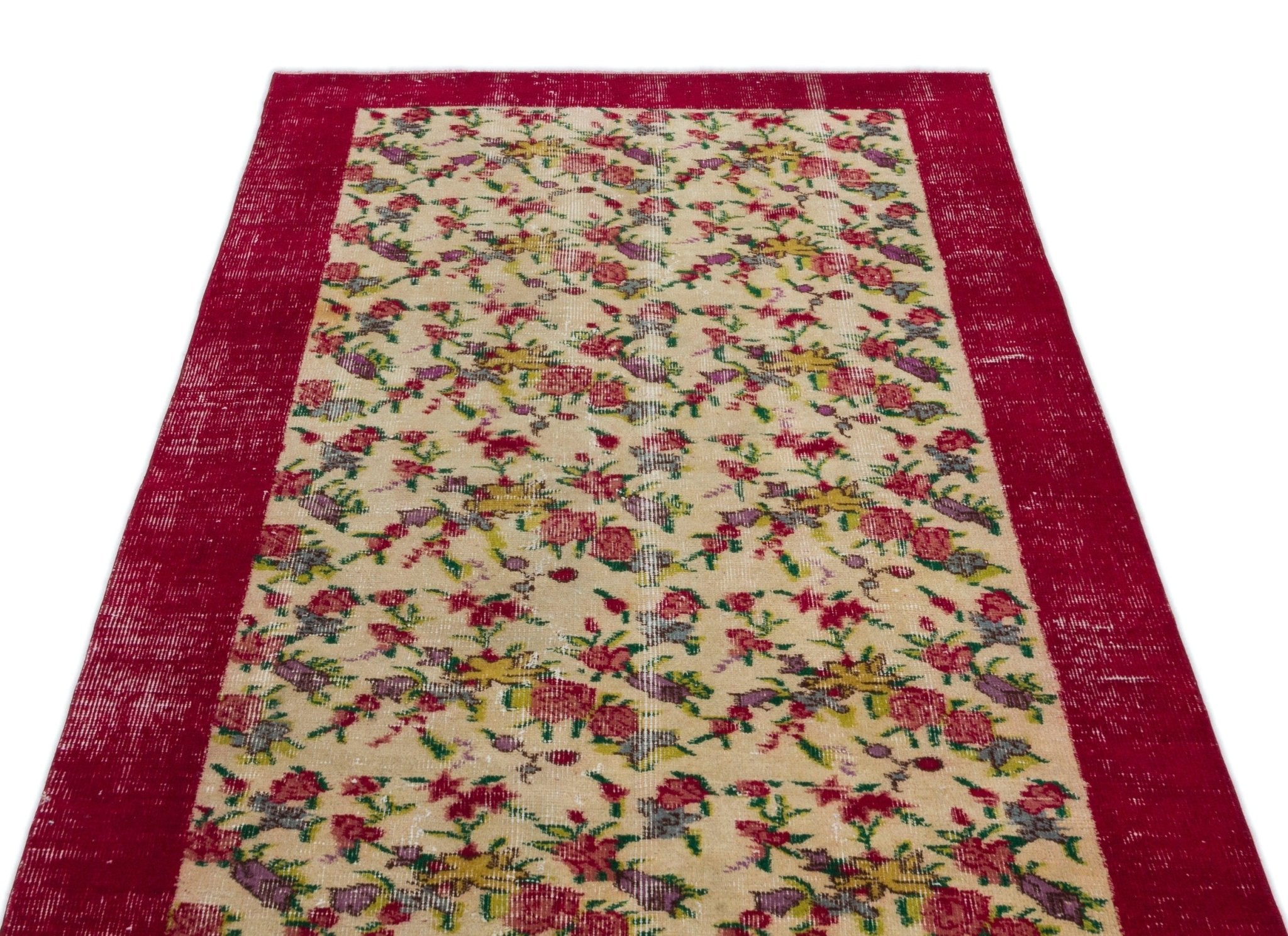 Atina 18543 Beige Vintage Wool Handmade Area Rug 3'9" x 6'11"