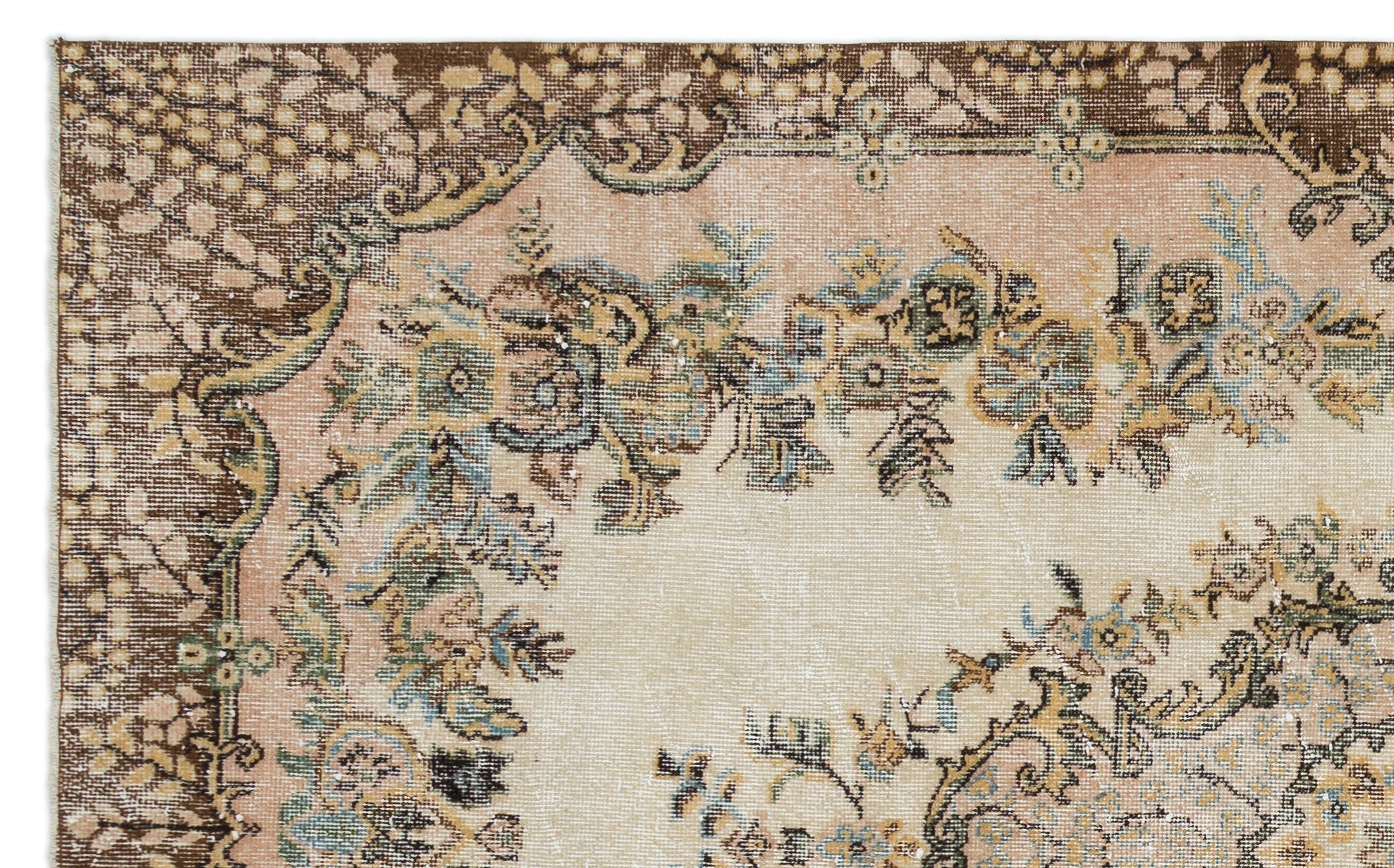 Atina 18605 Beige Vintage Wool Handmade Area Rug 5'7" x 9'1"