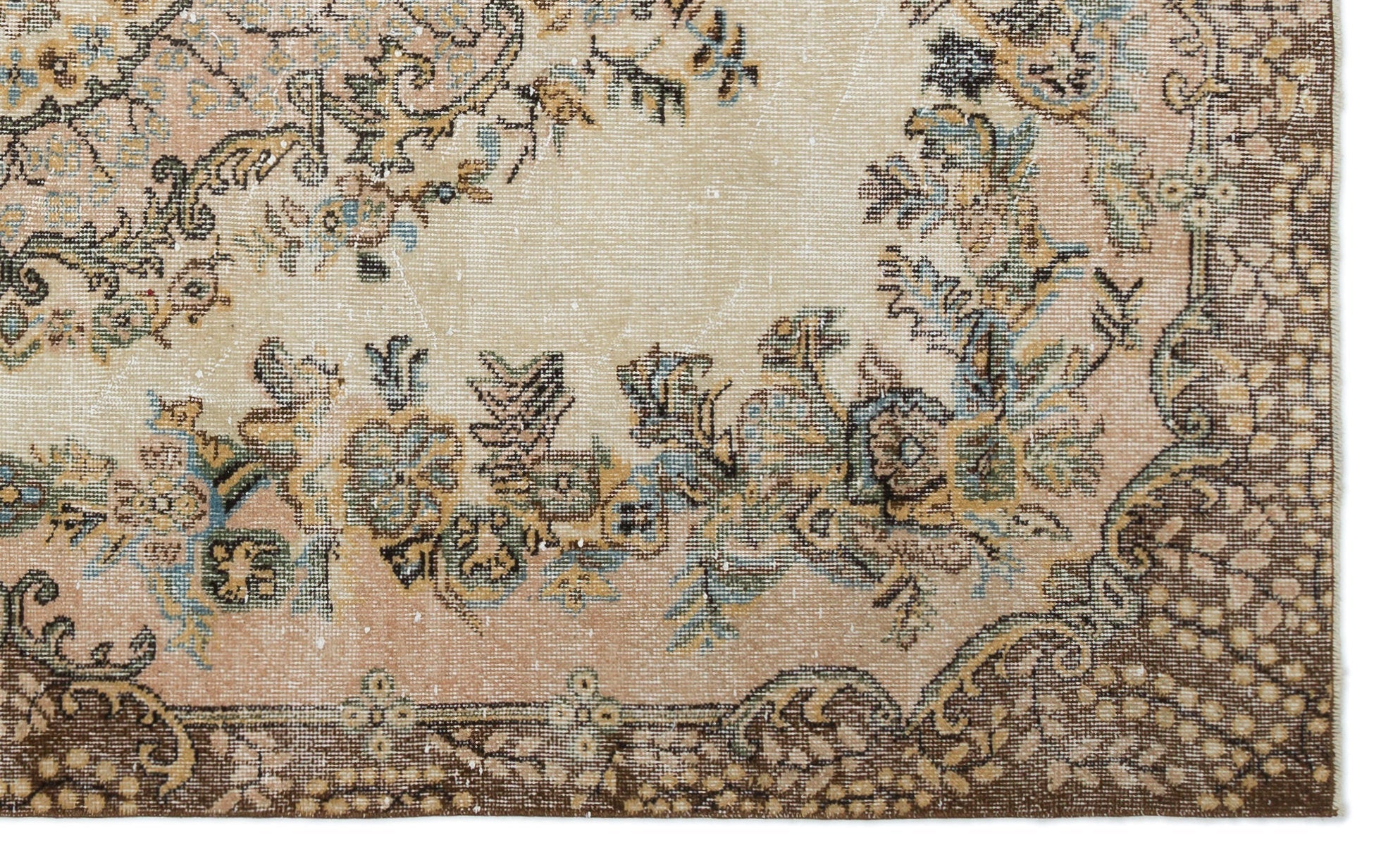 Atina 18605 Beige Vintage Wool Handmade Area Rug 5'7" x 9'1"