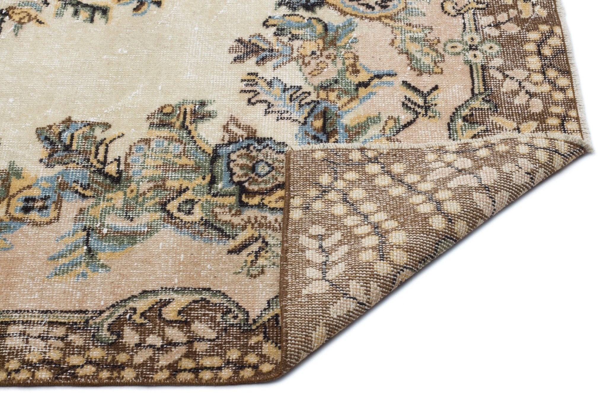 Atina 18605 Beige Vintage Wool Handmade Area Rug 5'7" x 9'1"
