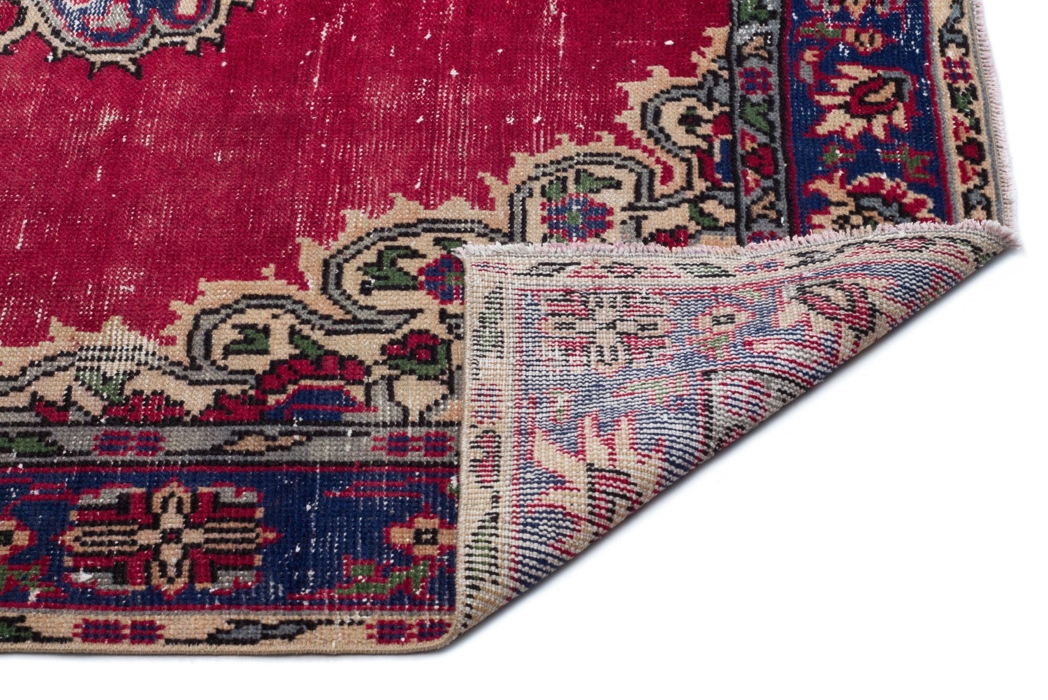 Atina 18657 Red Vintage Wool Handmade Area Rug 5'8" x 8'11"