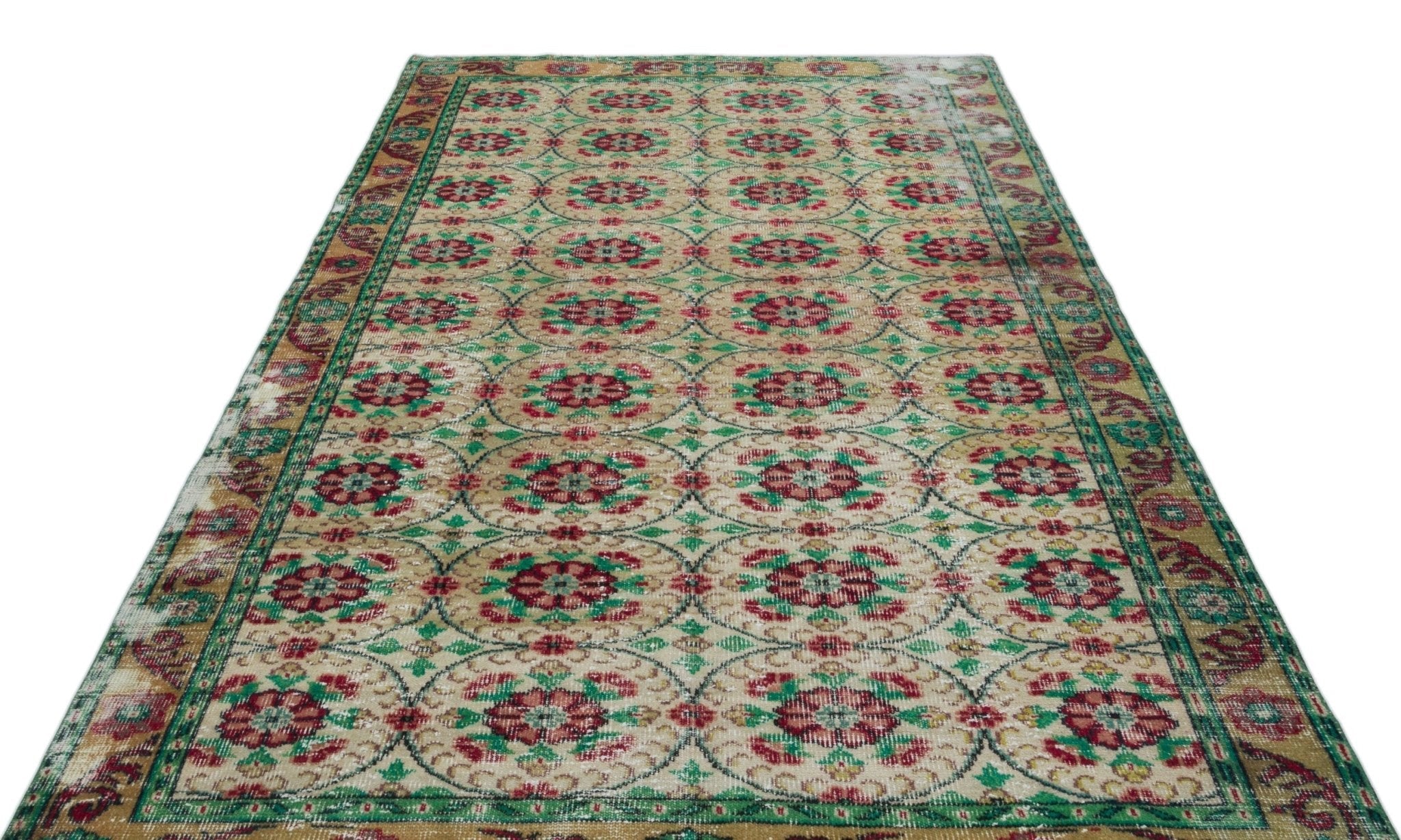 Atina 18732 Beige Vintage Wool Handmade Area Rug 6'2" x 9'9"