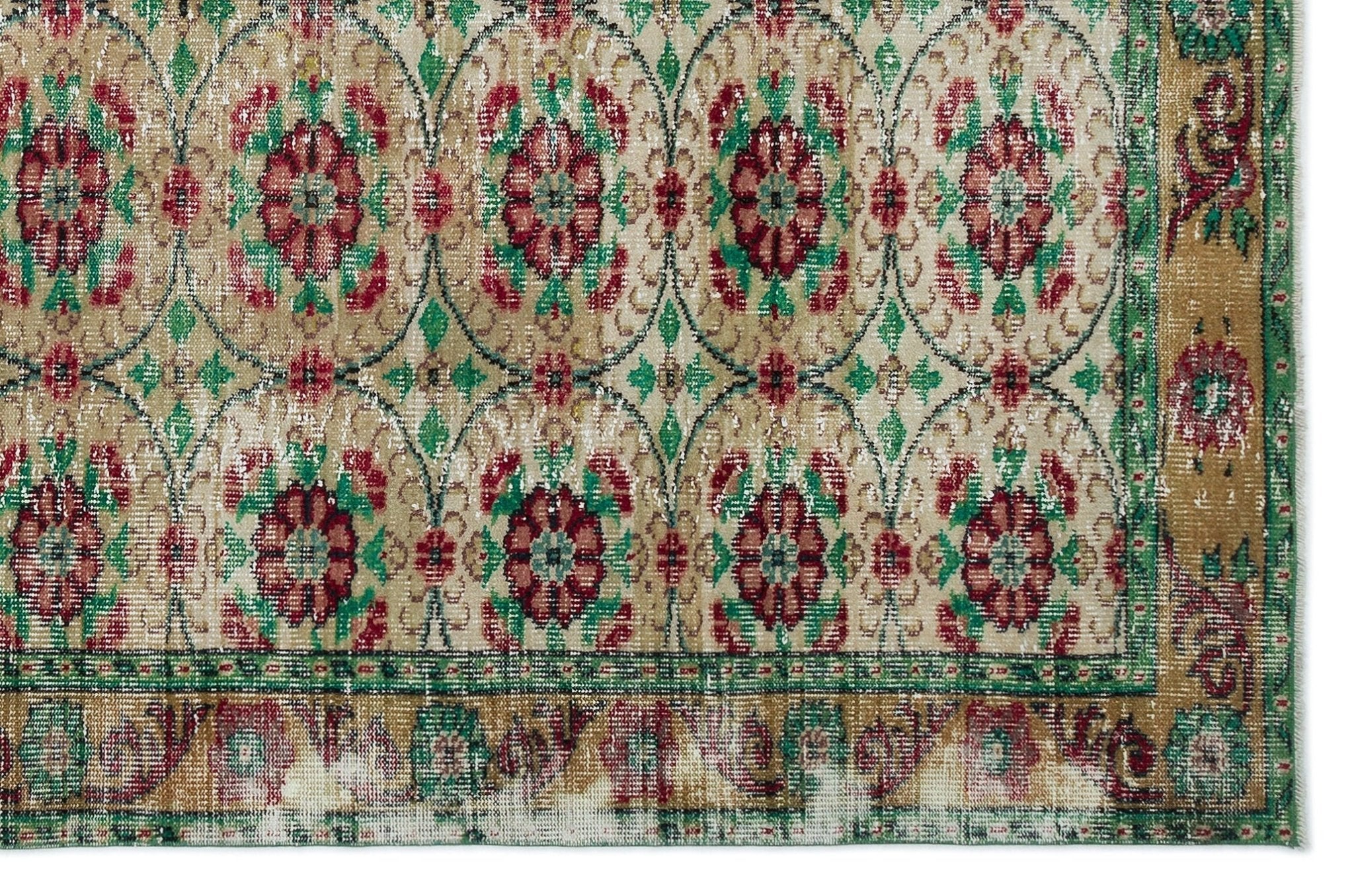 Atina 18732 Beige Vintage Wool Handmade Area Rug 6'2" x 9'9"