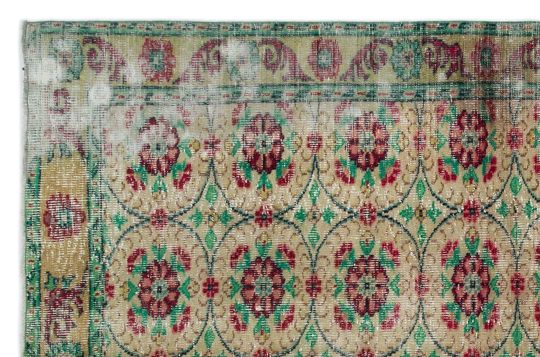 Atina 18732 Beige Vintage Wool Handmade Area Rug 6'2" x 9'9"