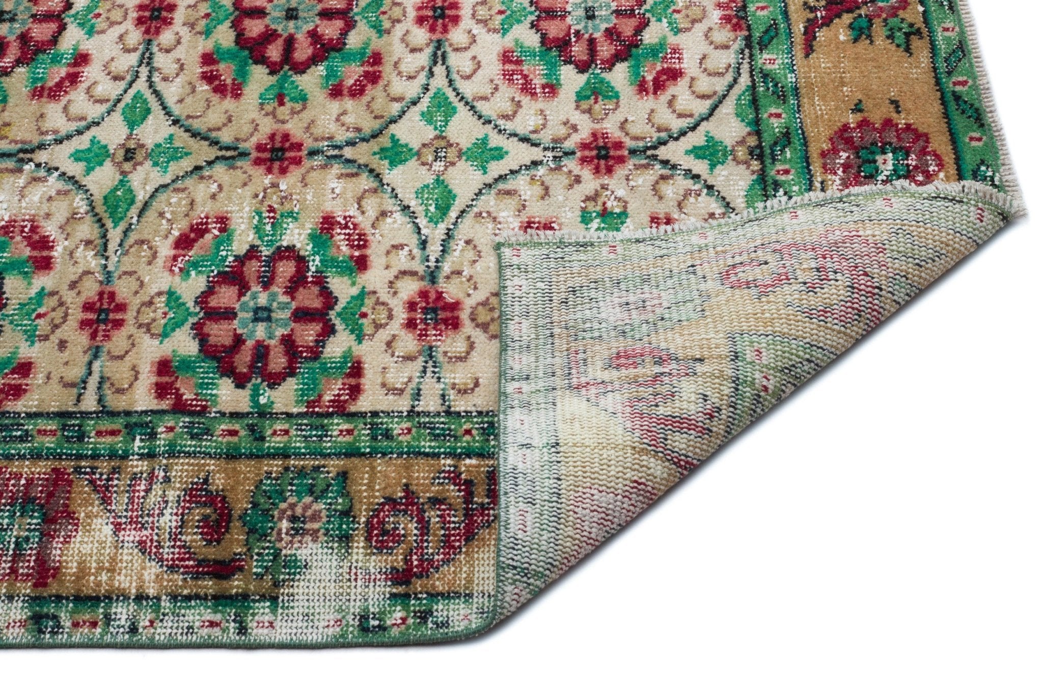 Atina 18732 Beige Vintage Wool Handmade Area Rug 6'2" x 9'9"