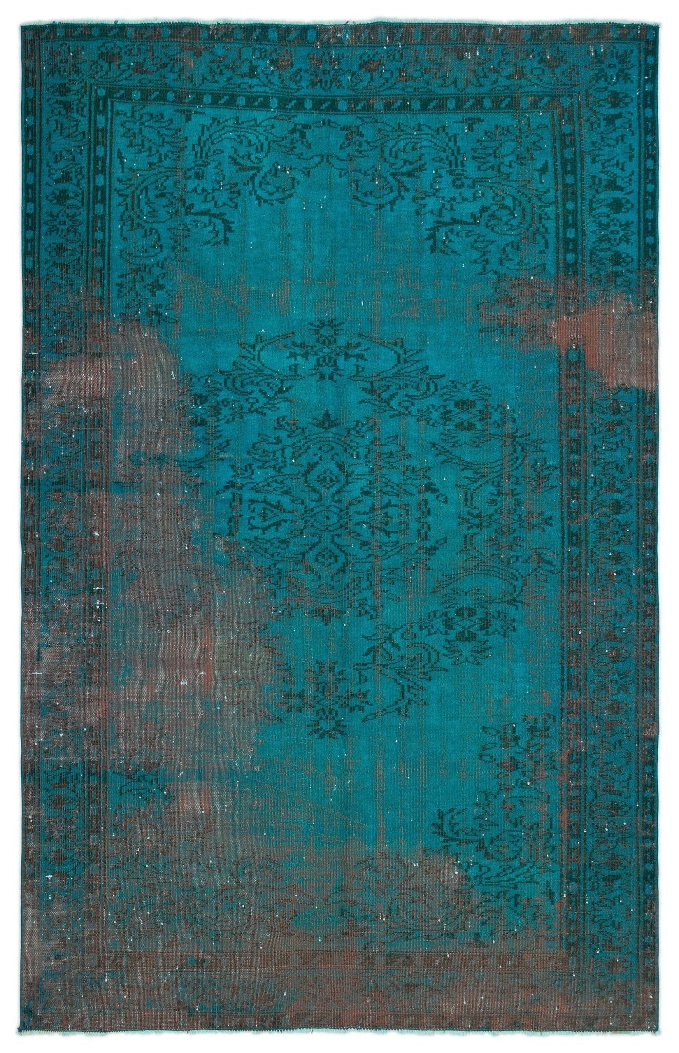 Atina 18754 Turquoise Vintage Wool Handmade Area Rug 5'9" x 9'3"