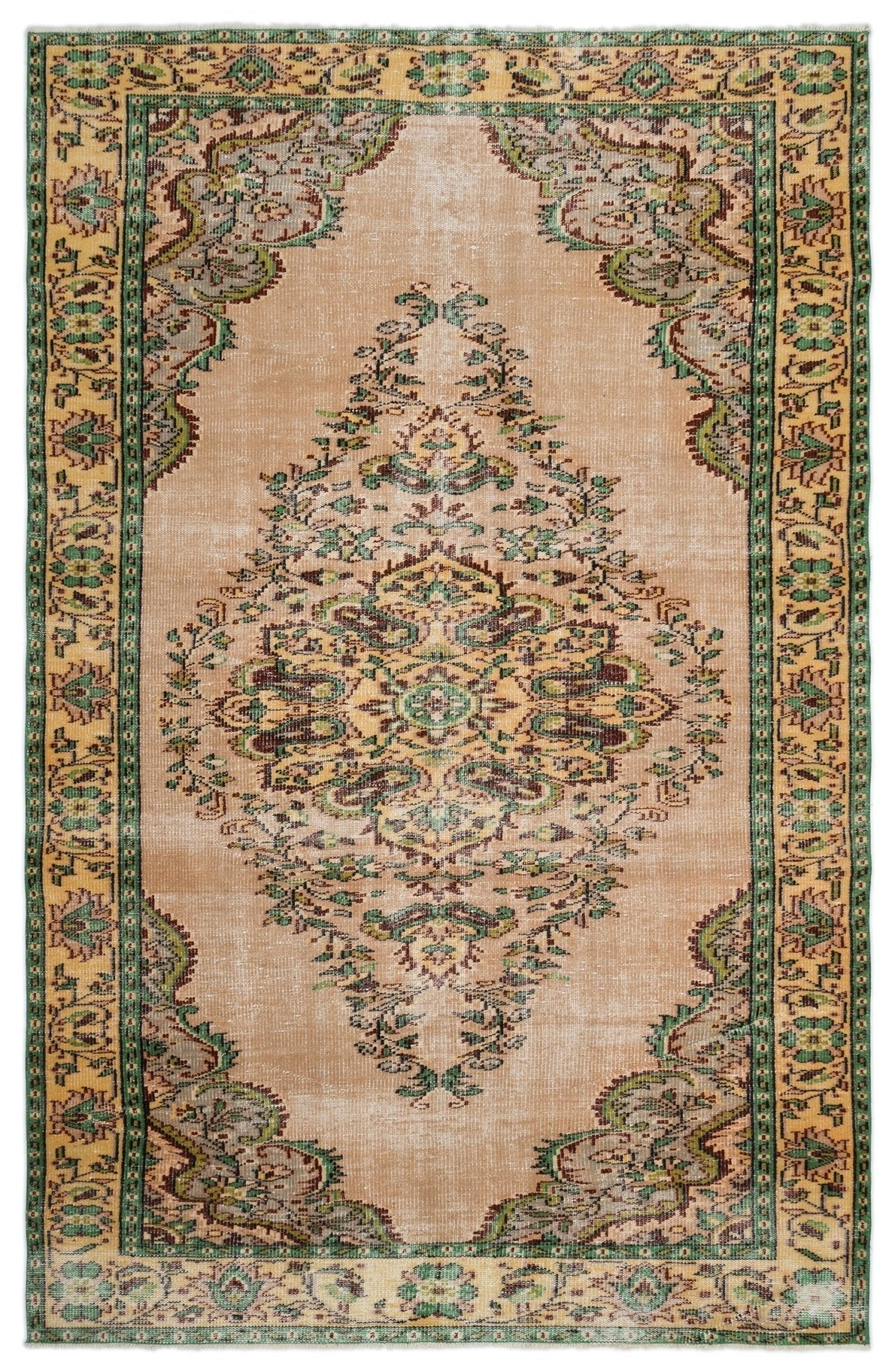 Atina 18771 Cream Vintage Wool Handmade Area Rug 6'1" x 9'5"