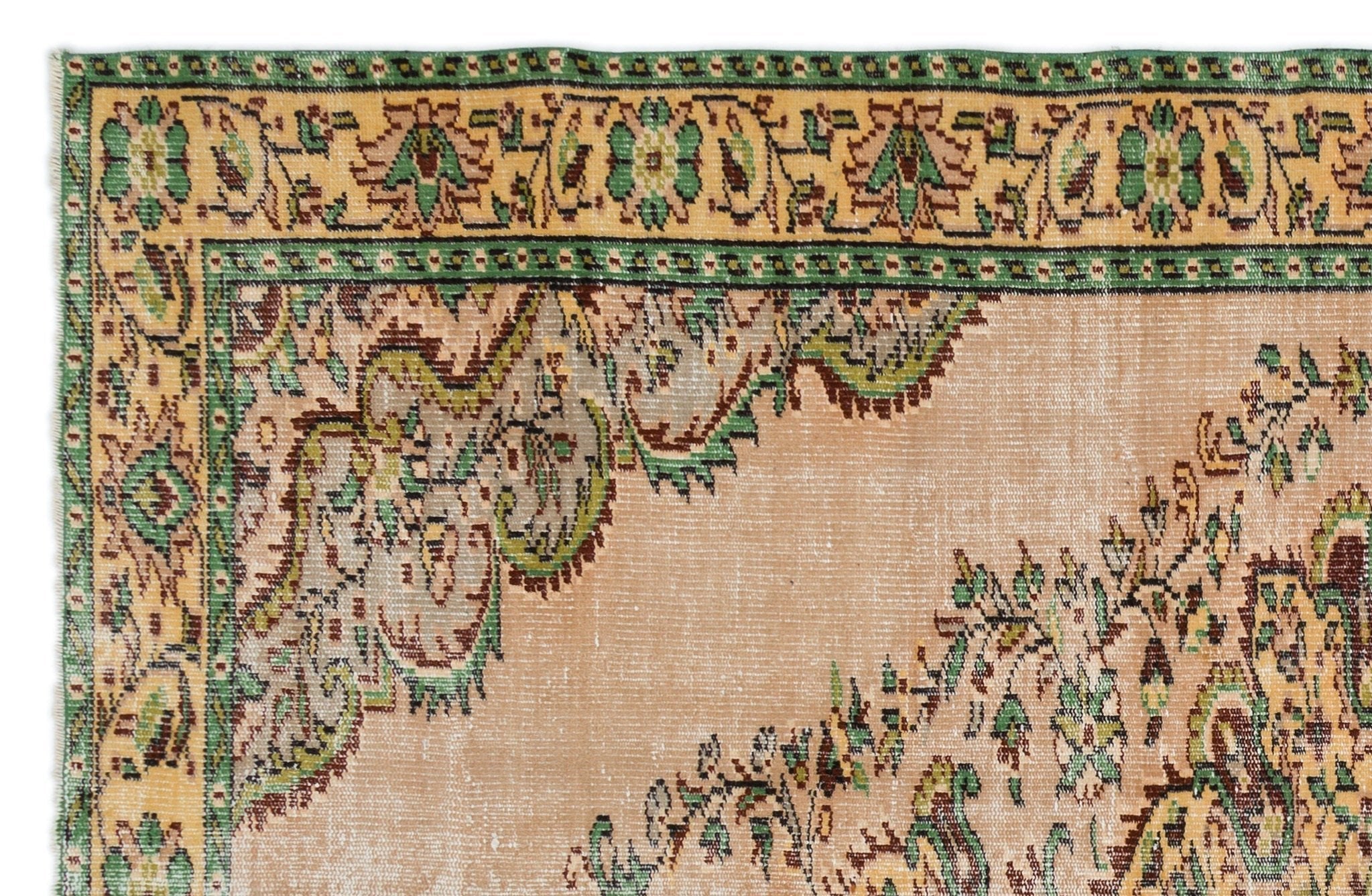 Atina 18771 Cream Vintage Wool Handmade Area Rug 6'1" x 9'5"